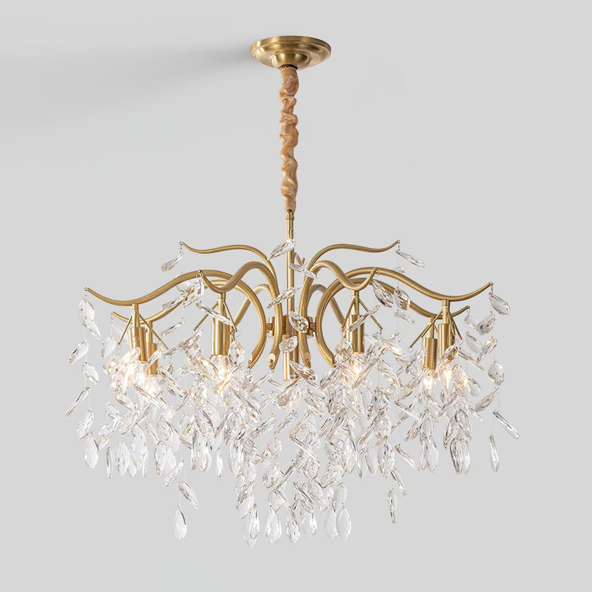 Firnal Chandelier Iron & Crystal Leaf