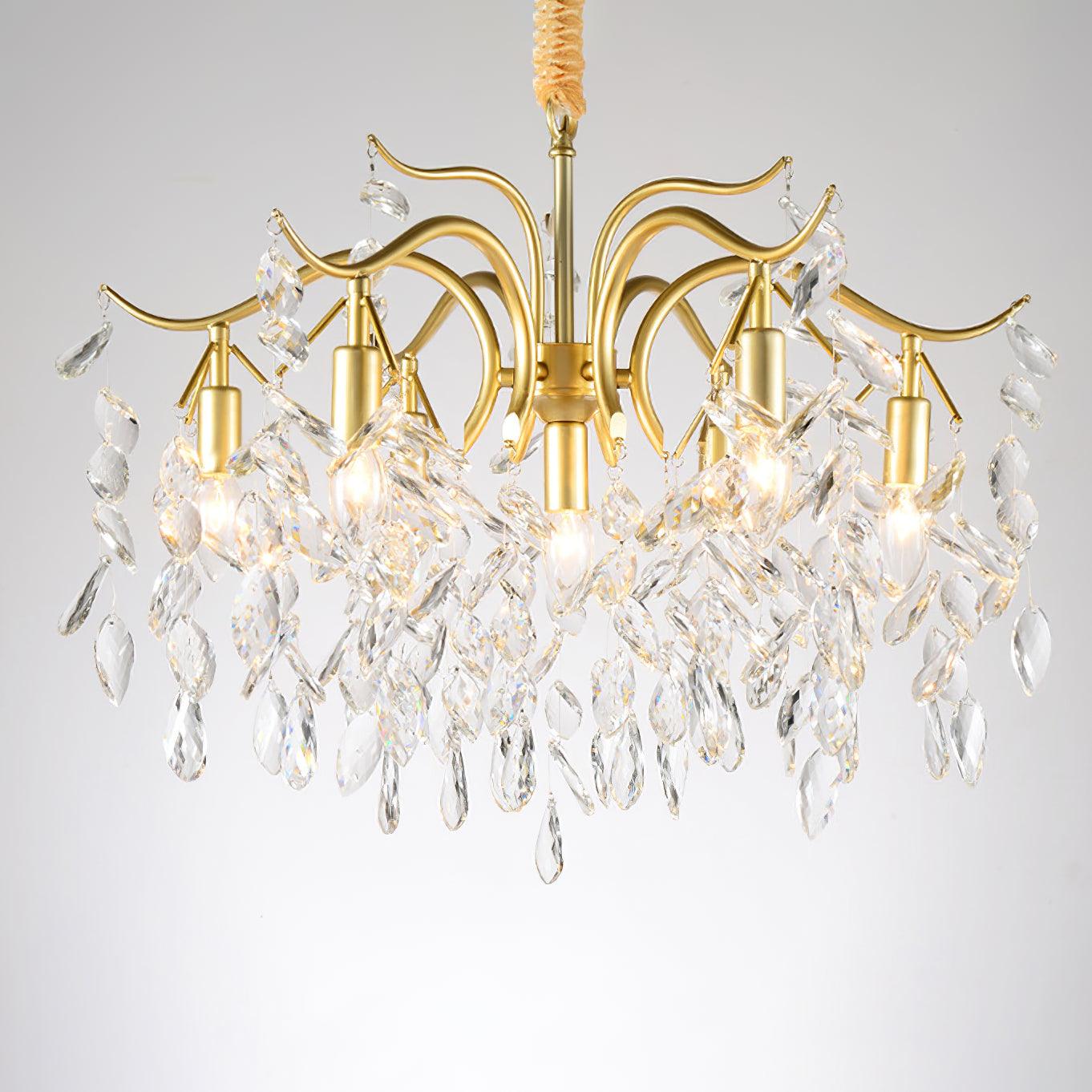 Firnal Chandelier Iron & Crystal Leaf