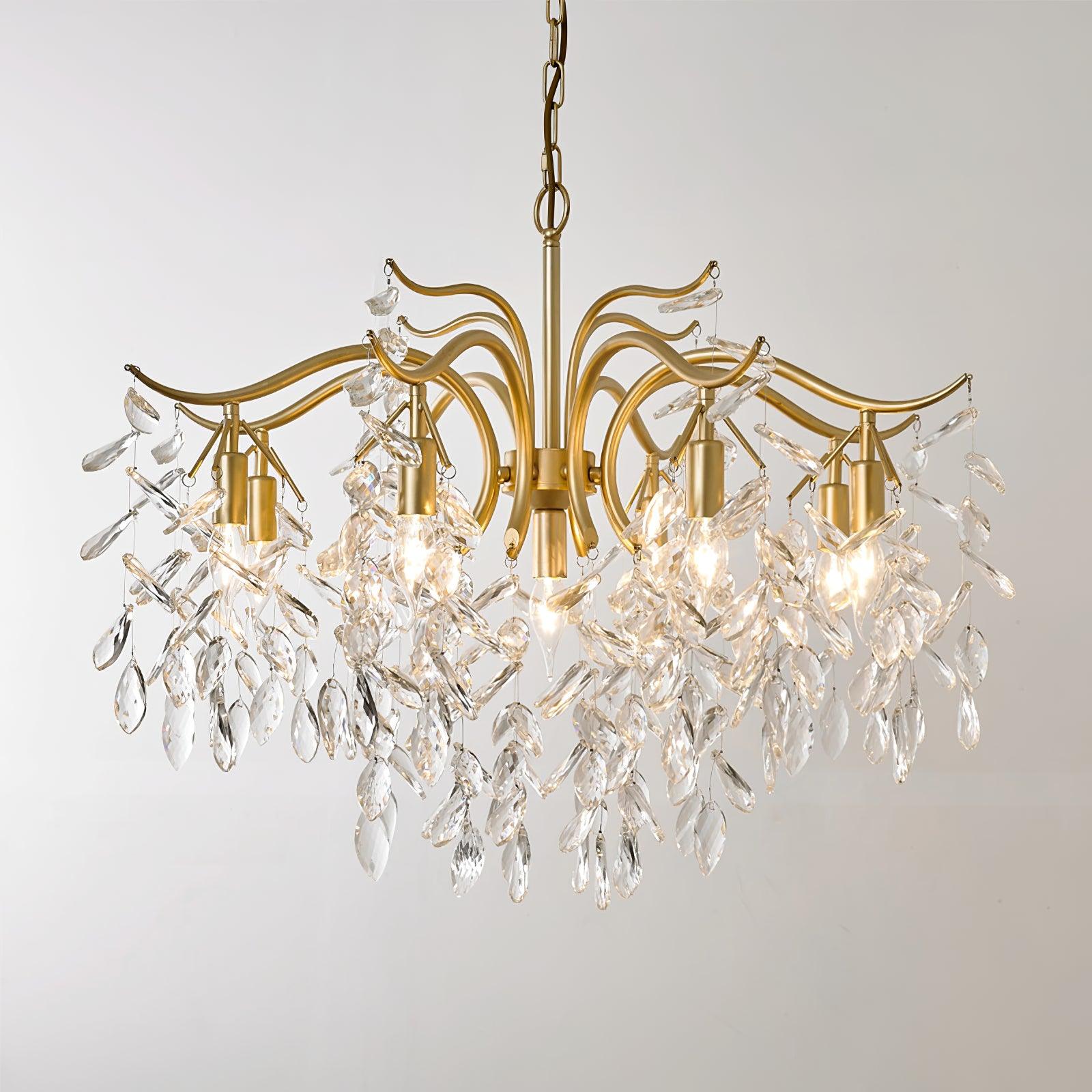 Firnal Chandelier Iron & Crystal Leaf