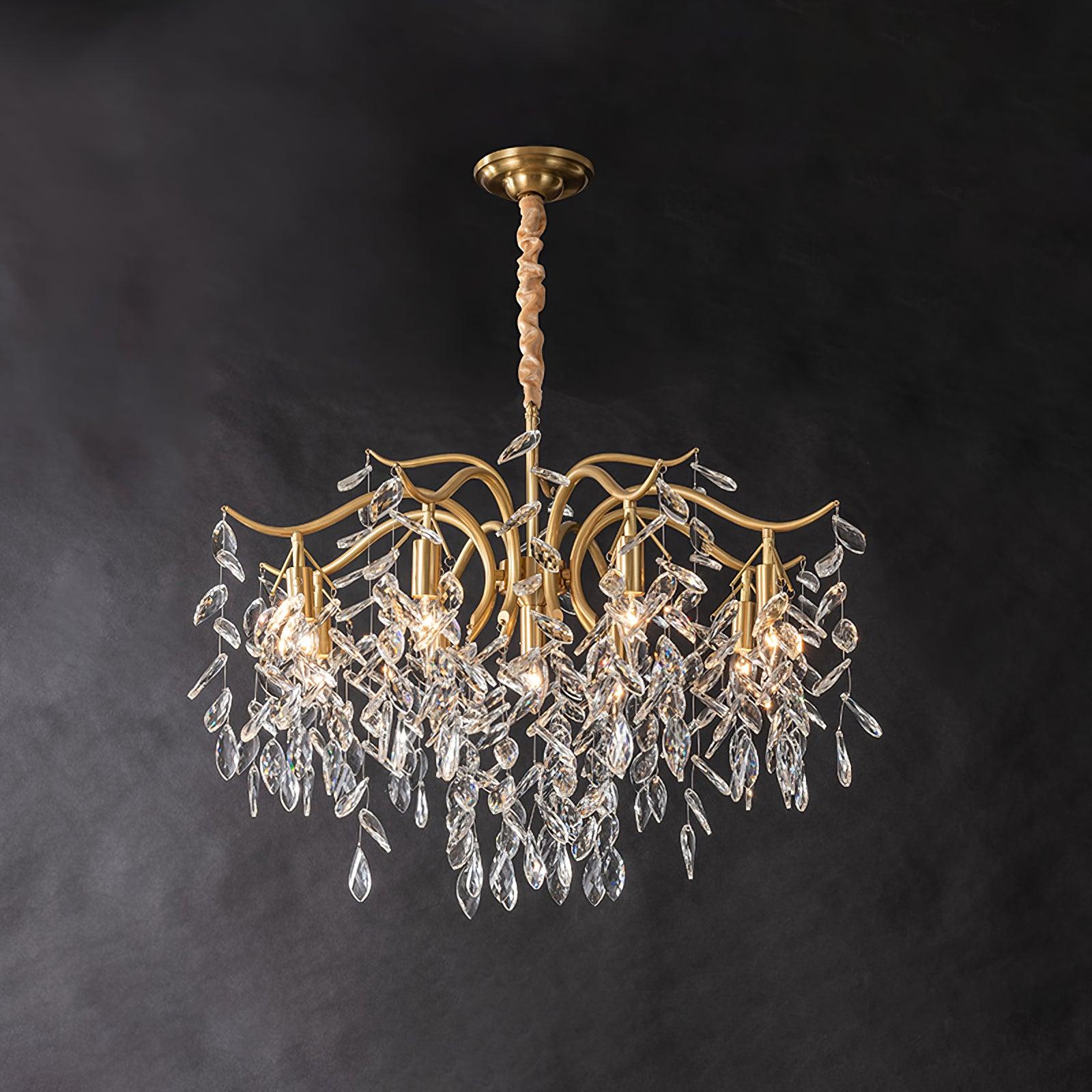 Firnal Chandelier Iron & Crystal Leaf