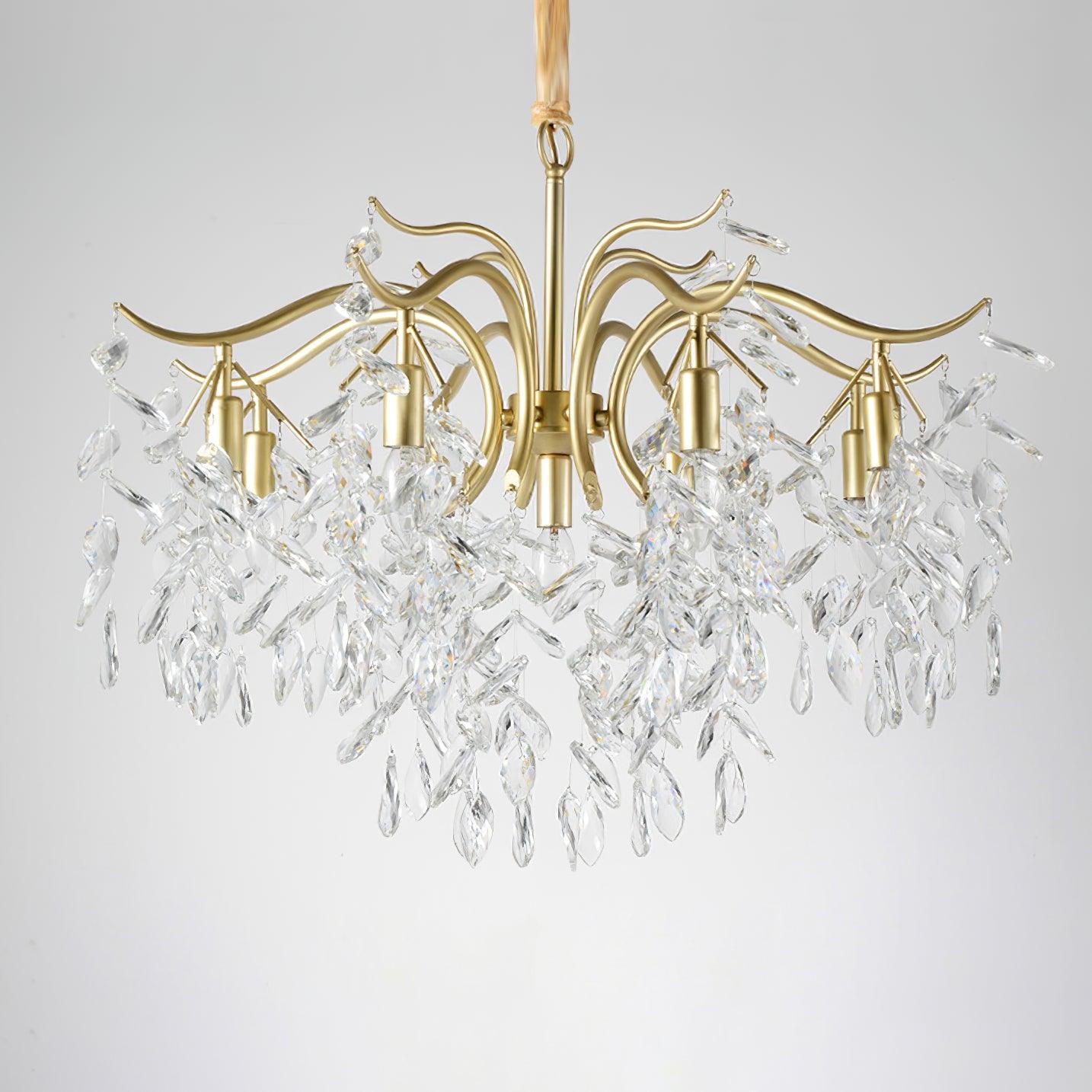 Firnal Chandelier Iron & Crystal Leaf