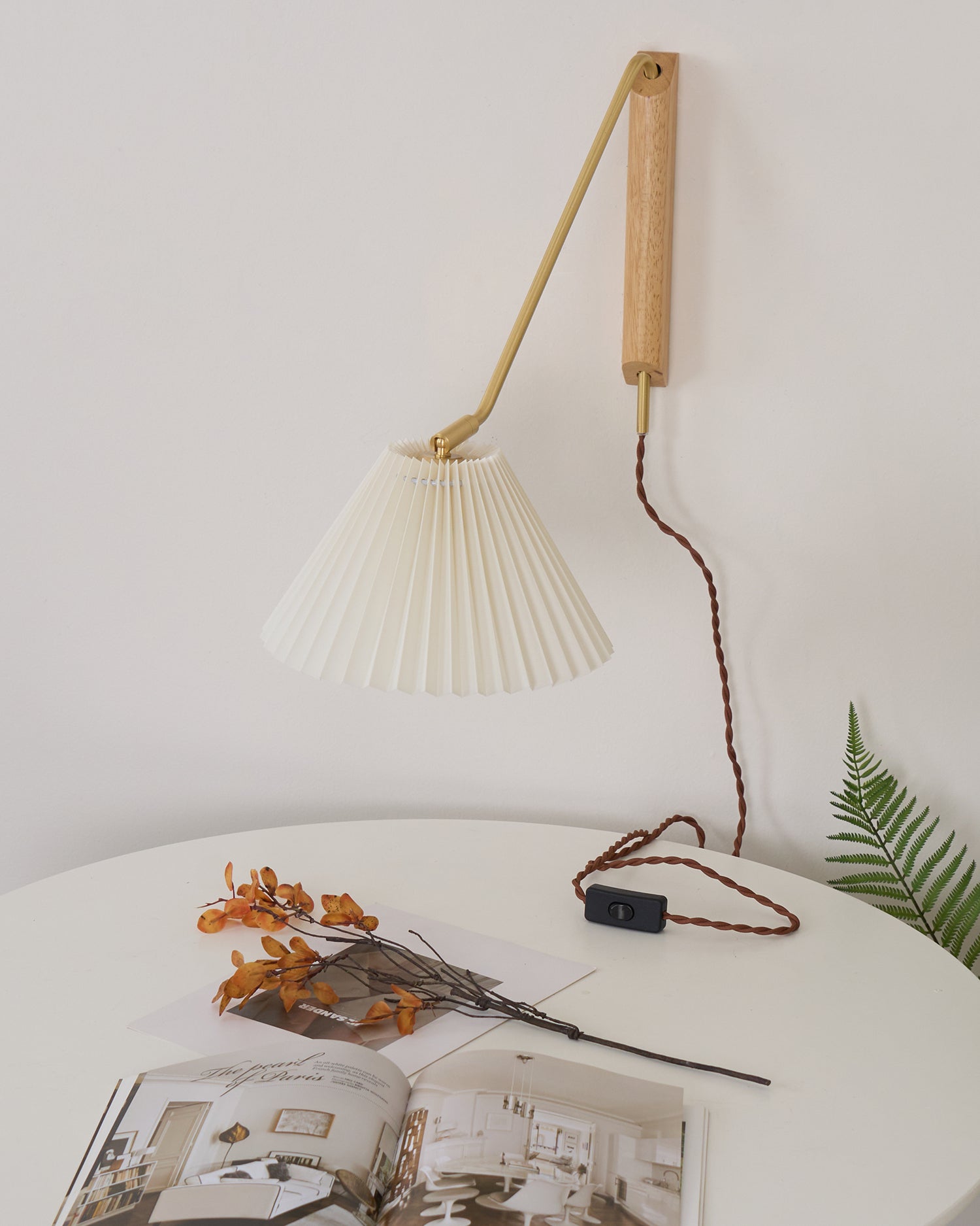 Feyora Pleated Fabric Wall Lamp - Neutral Decor