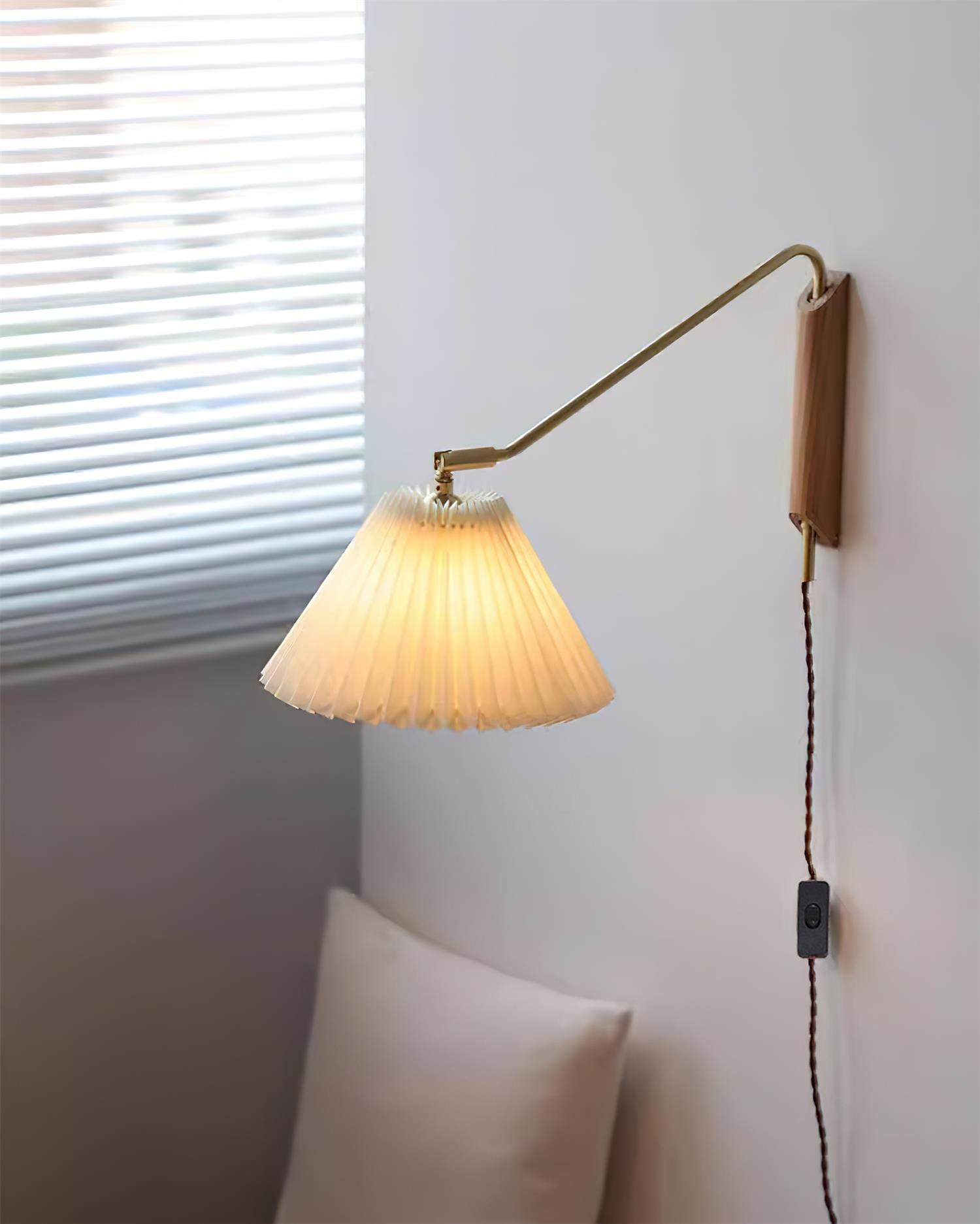 Feyora Pleated Fabric Wall Lamp - Neutral Decor