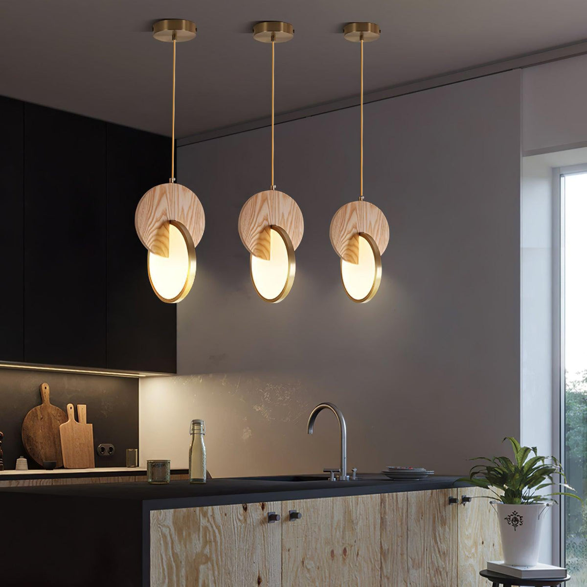 Lysola Wood Ring Pendant Light
