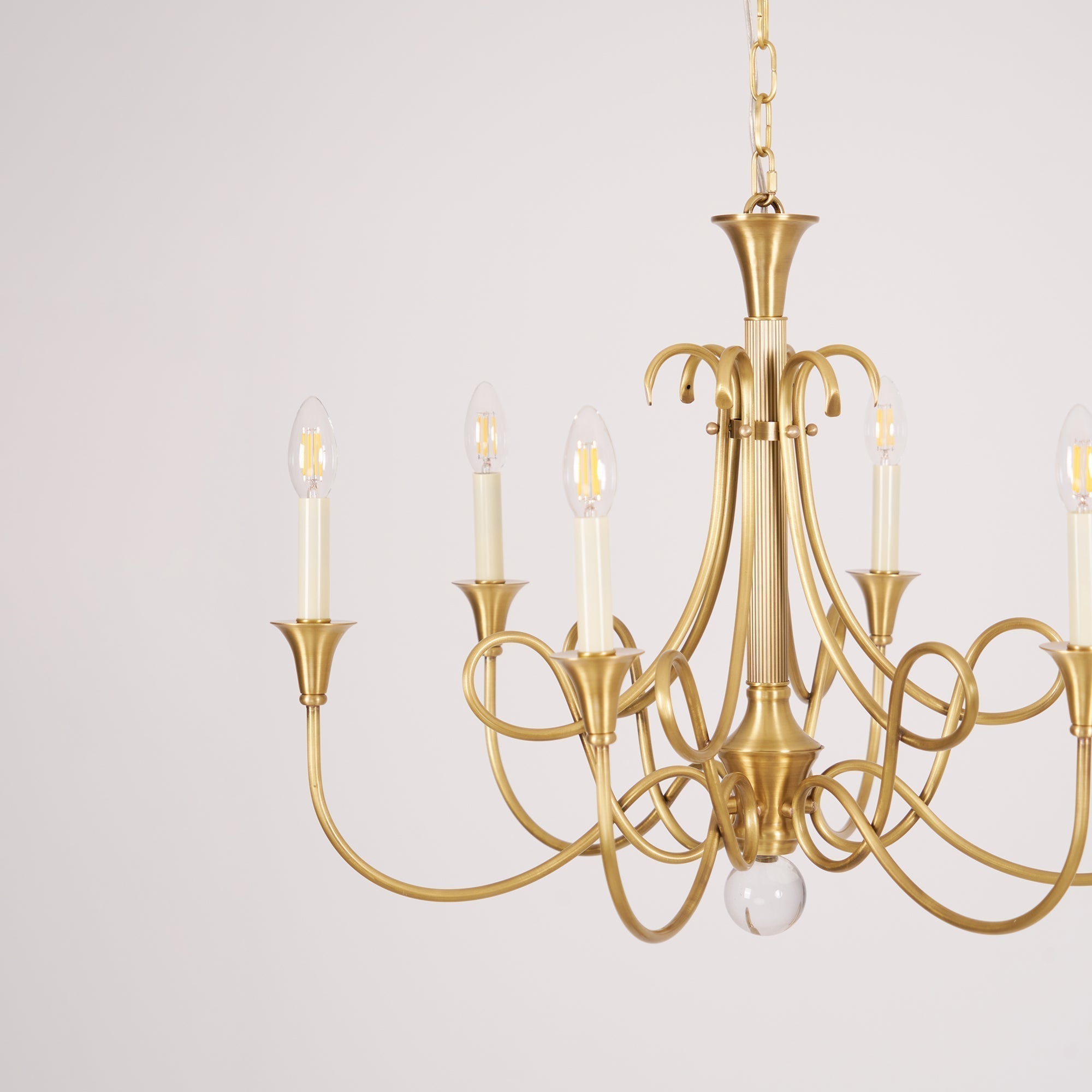 Efra Chandelier Brass Double Twist Candelabra Crystal