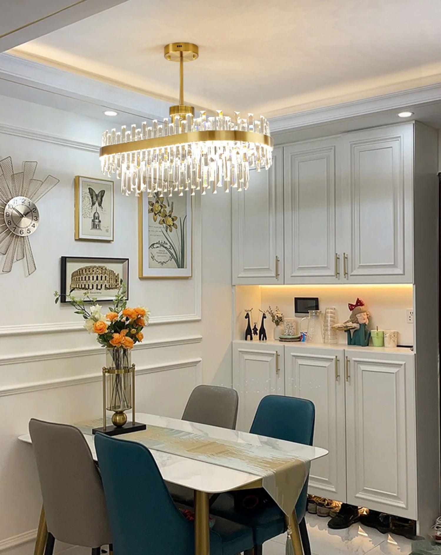 Elyeira Chandelier Brass Crystal Drum Elegant