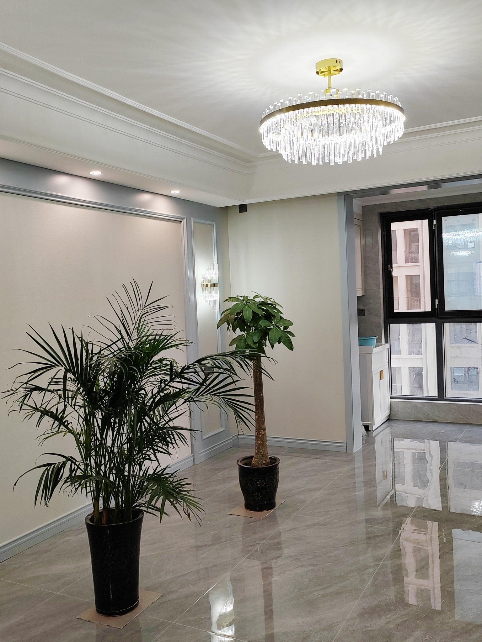 Elyeira Chandelier Brass Crystal Drum Elegant