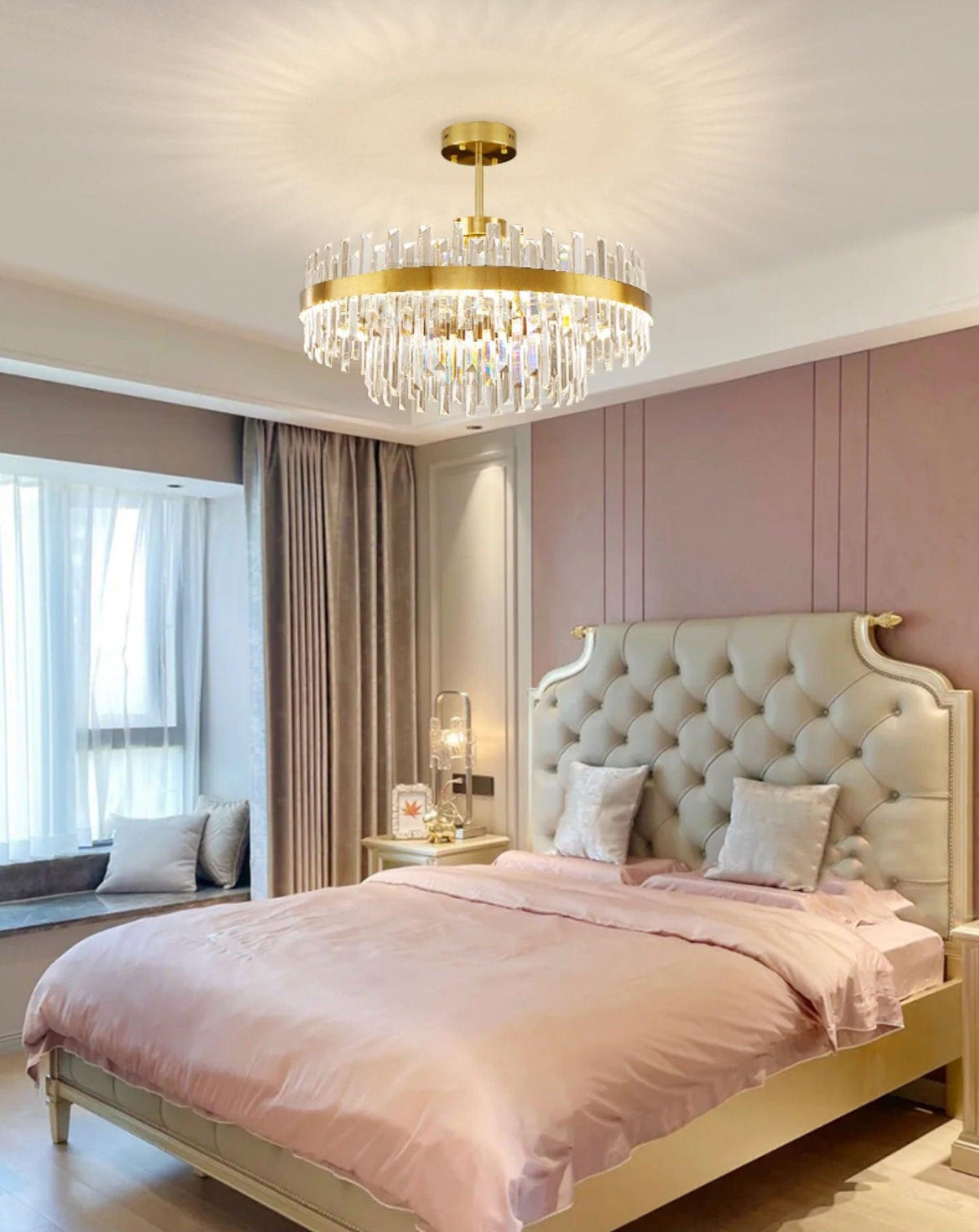 Elyeira Chandelier Brass Crystal Drum Elegant