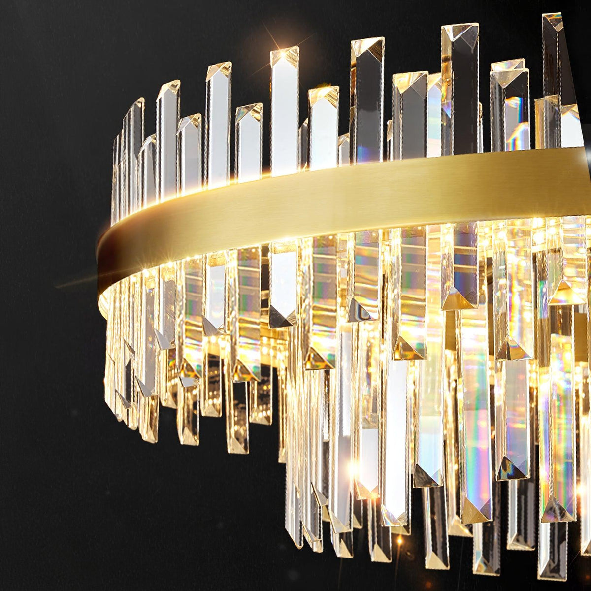 Elyeira Chandelier Brass Crystal Drum Elegant