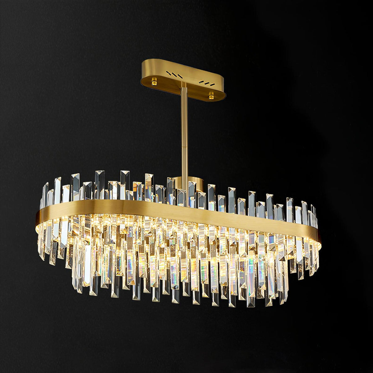 Elyeira Chandelier Brass Crystal Drum Elegant