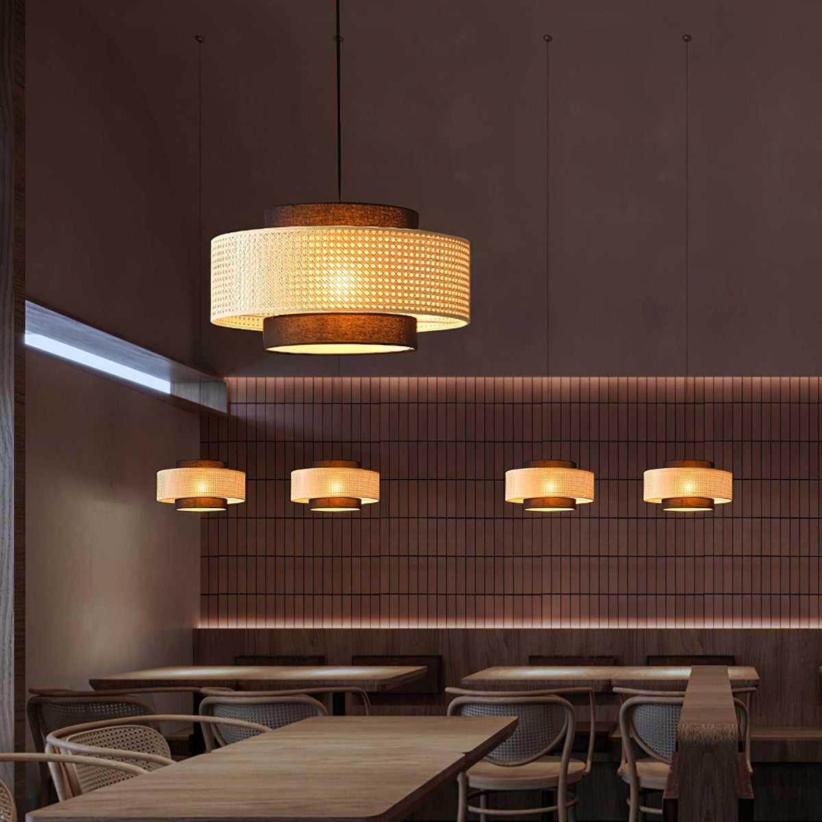 Zerither Rattan Fabric Pendant Light