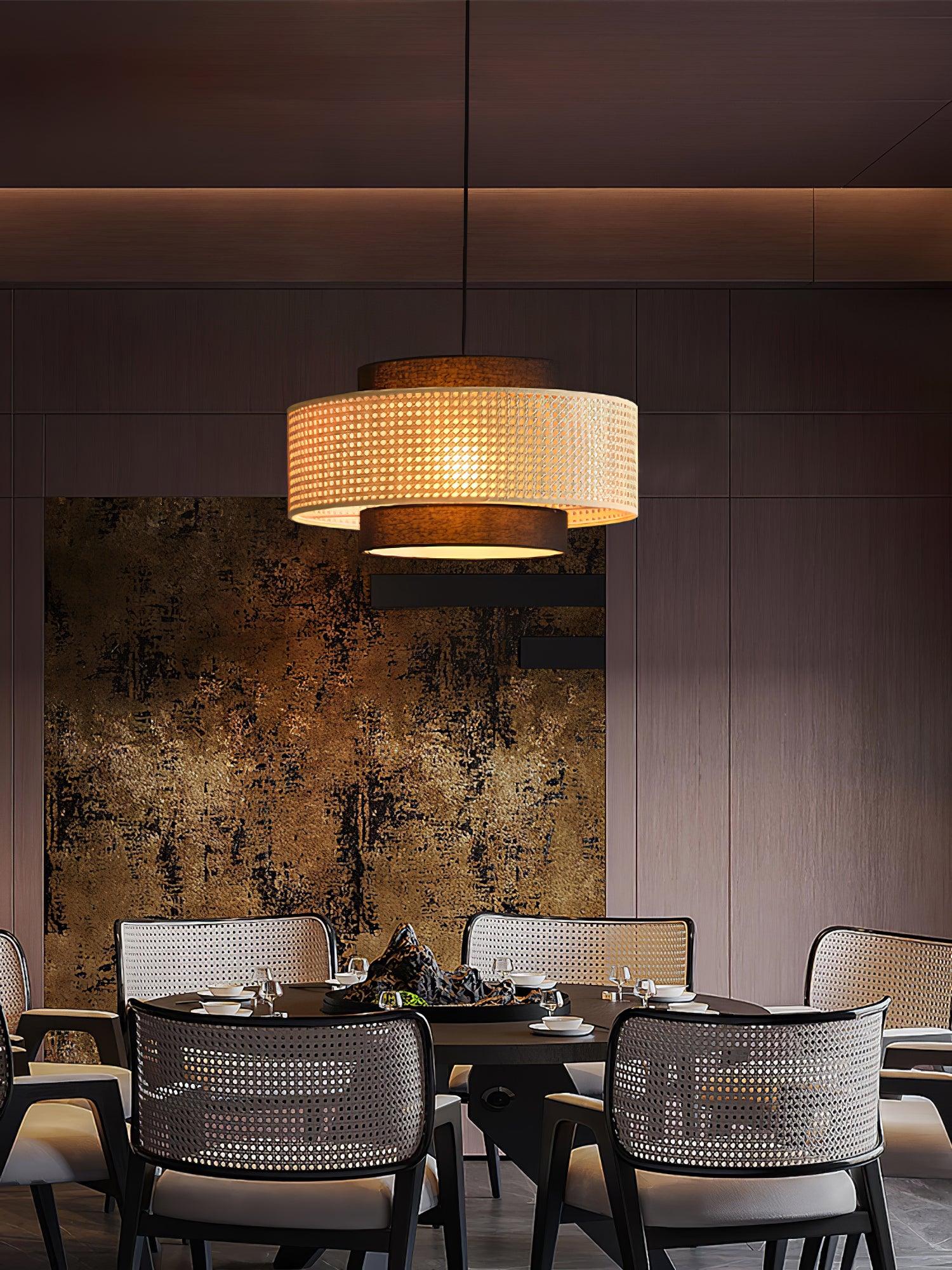 Zerither Rattan Fabric Pendant Light