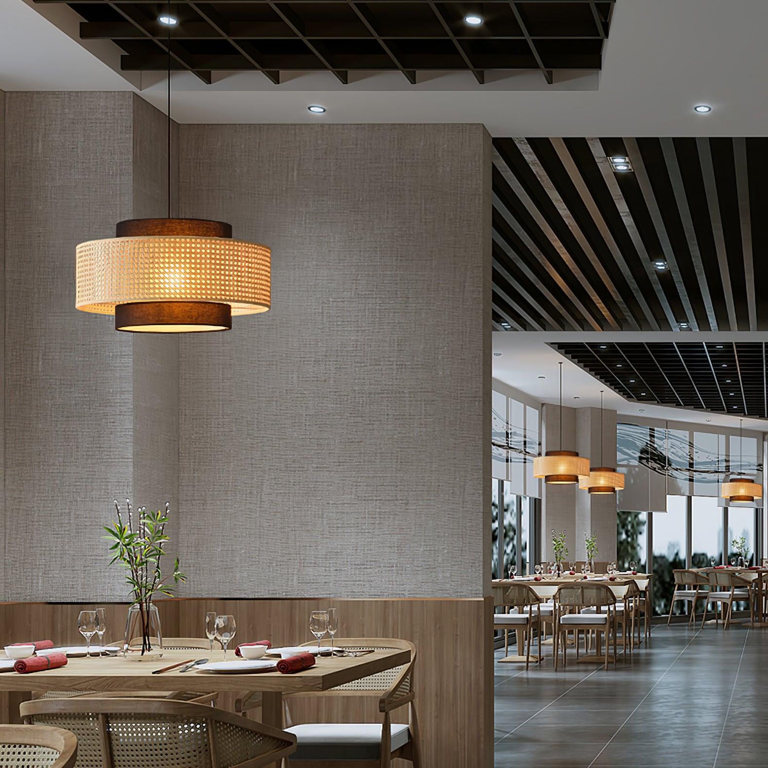 Zerither Rattan Fabric Pendant Light