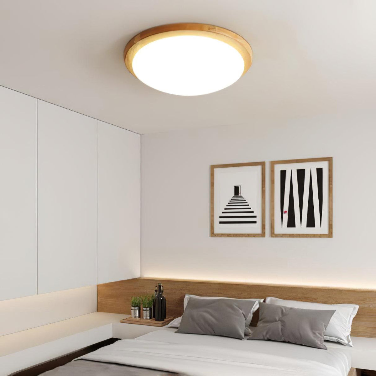 Myshae Modern Minimalist Drum Wood Ceiling Lamp