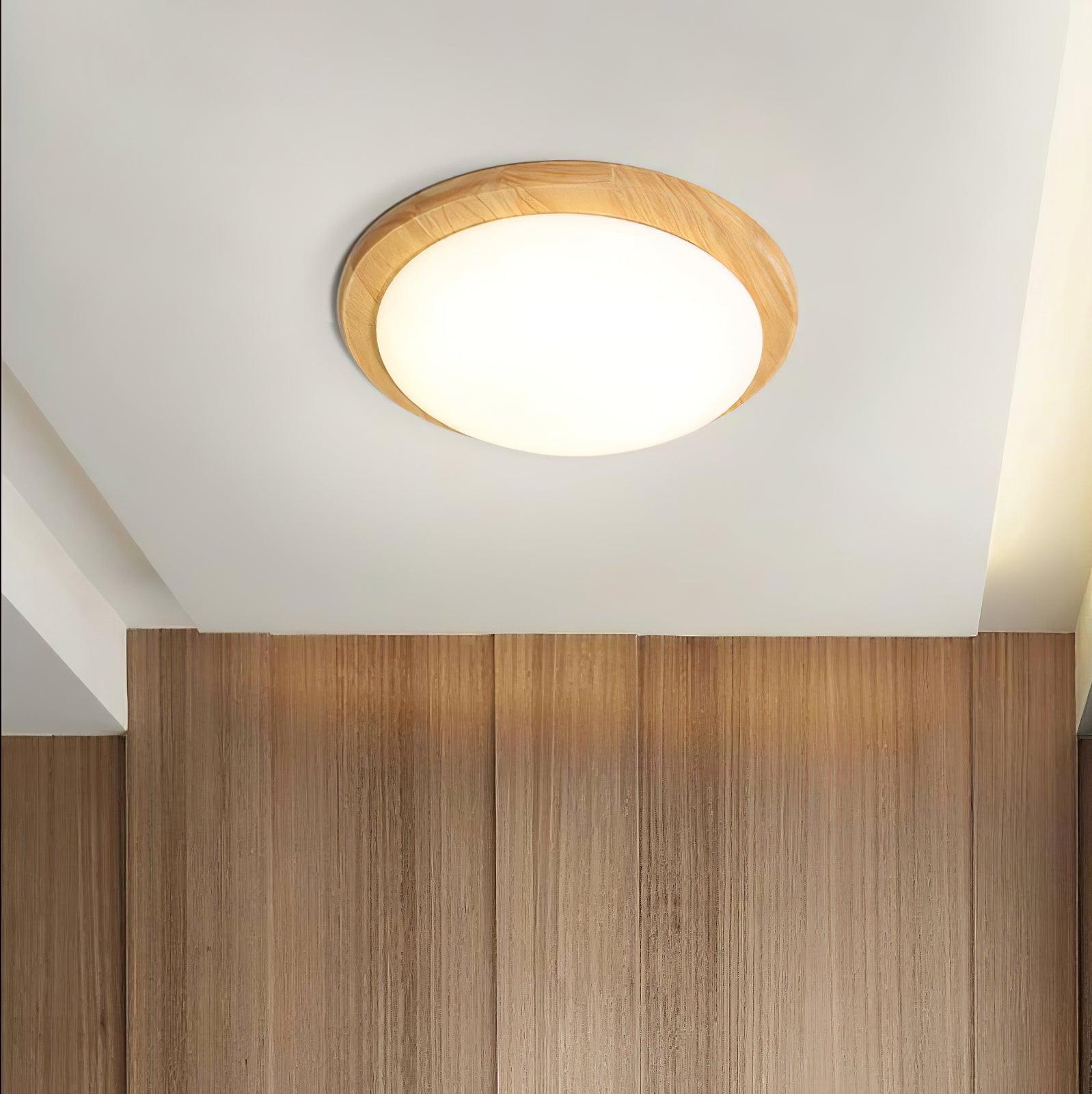 Myshae Modern Minimalist Drum Wood Ceiling Lamp