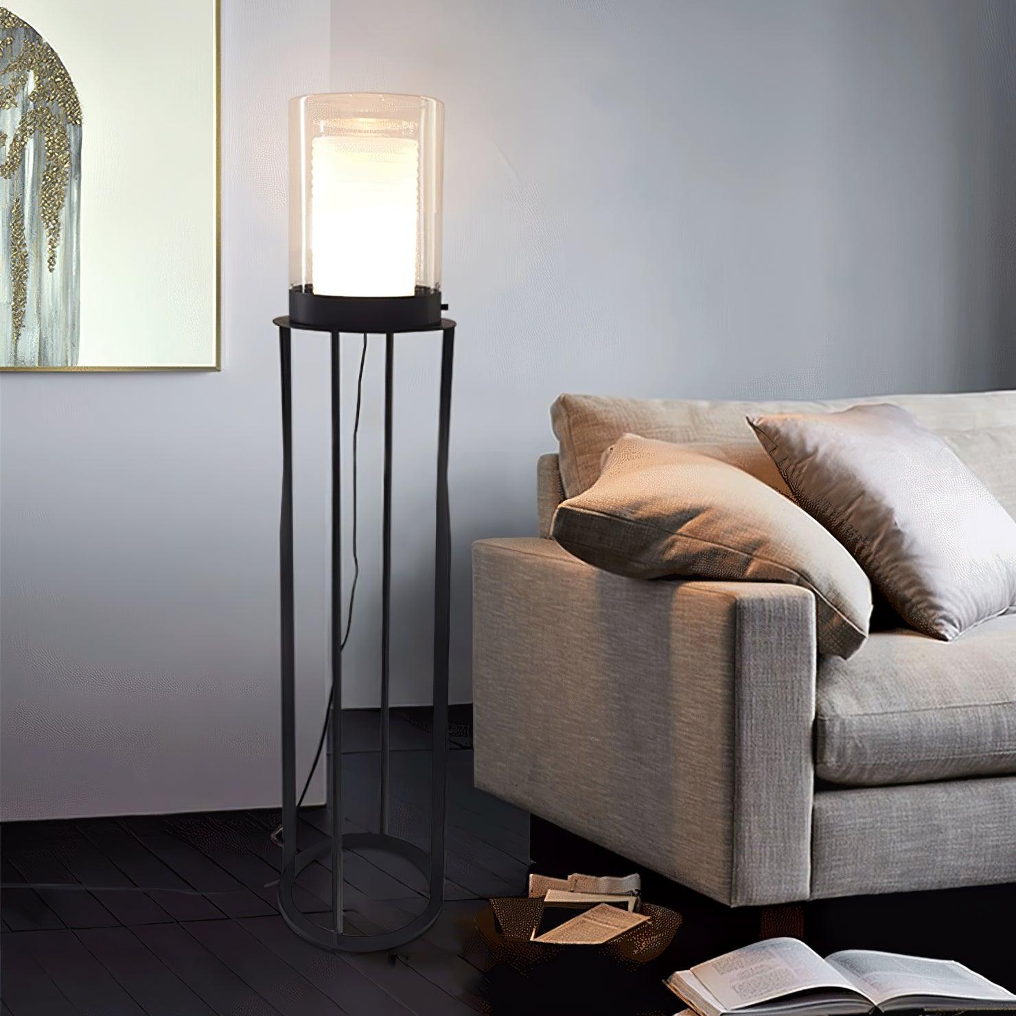 Lioraielle Dual Cylinder Glass Floor Lamp