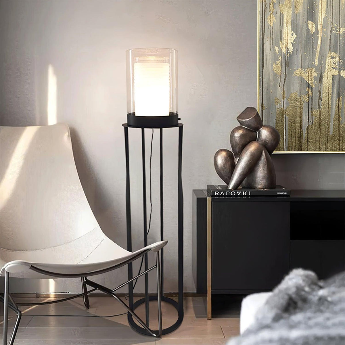 Lioraielle Dual Cylinder Glass Floor Lamp
