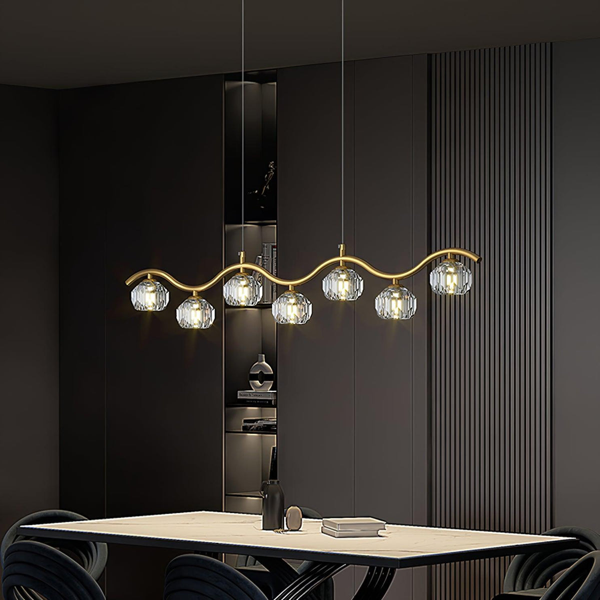 Luxenora Chandelier Copper and Crystal Geometrical