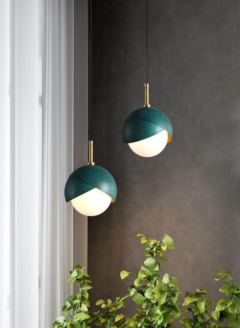 Jynara Pendant Lamp Brass Nested Opal Globe Modern