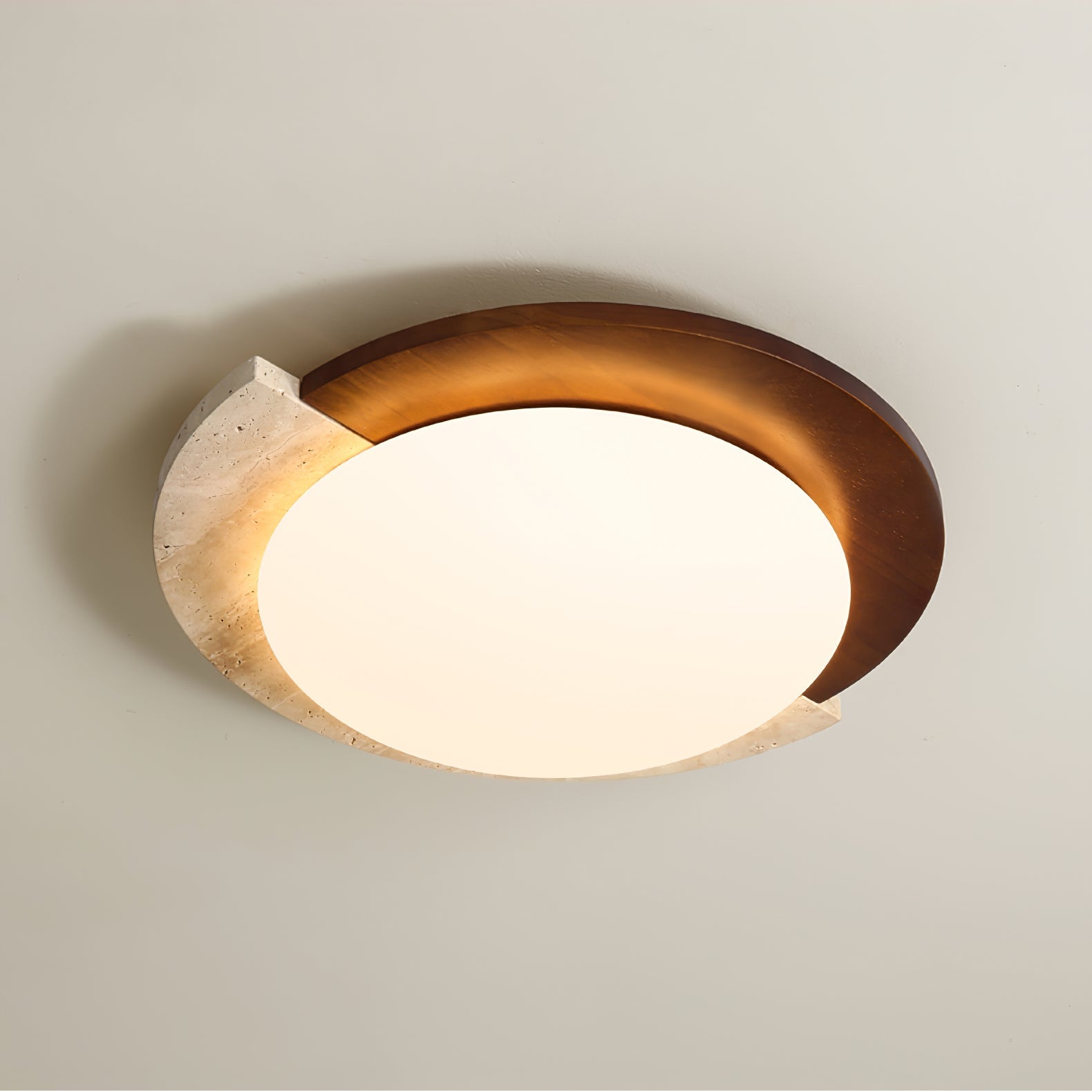 Noraaine Arc-Rim Travertine Ceiling Light