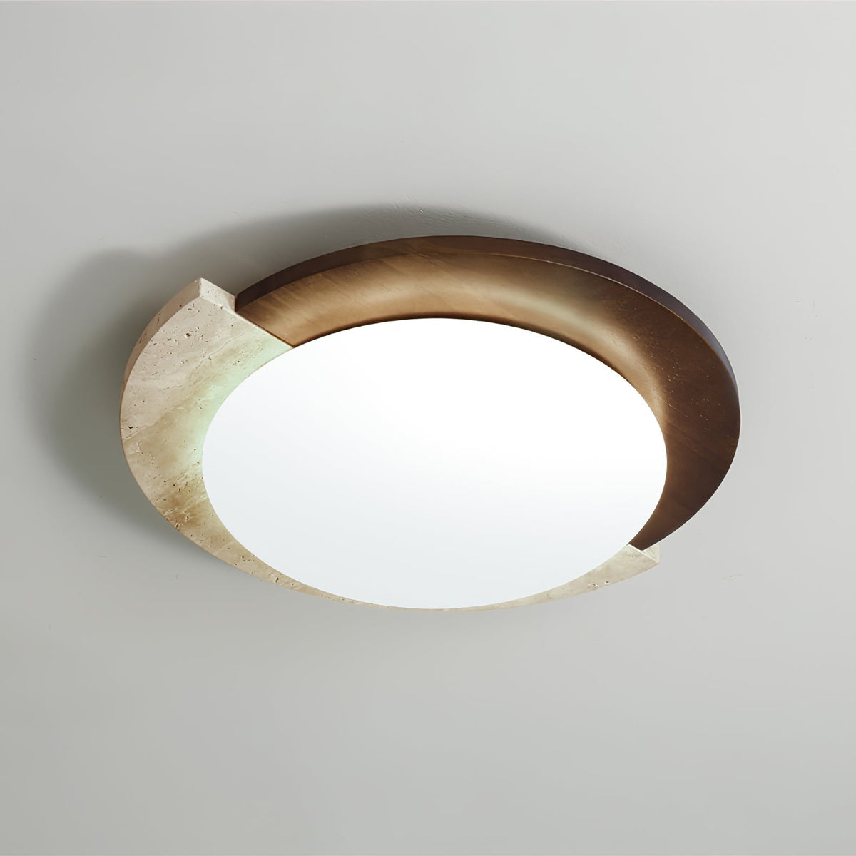 Noraaine Arc-Rim Travertine Ceiling Light