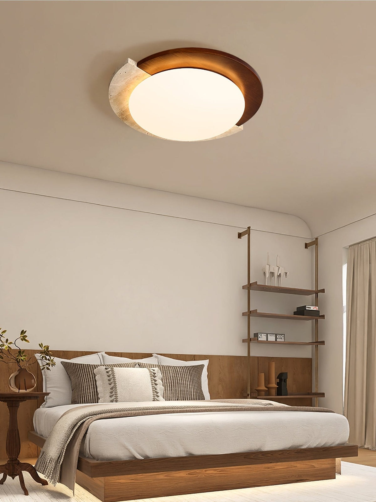 Noraaine Arc-Rim Travertine Ceiling Light