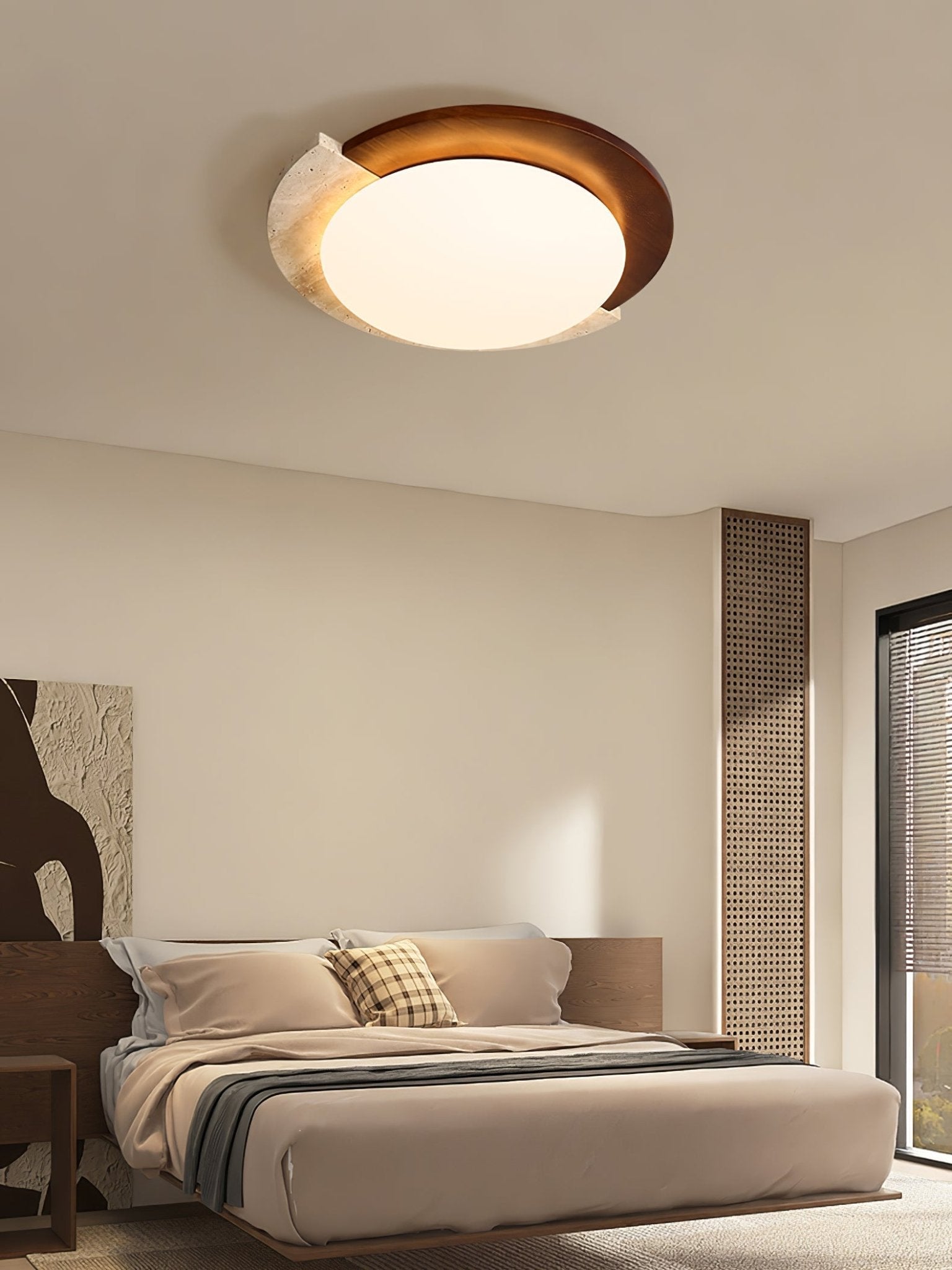 Noraaine Arc-Rim Travertine Ceiling Light
