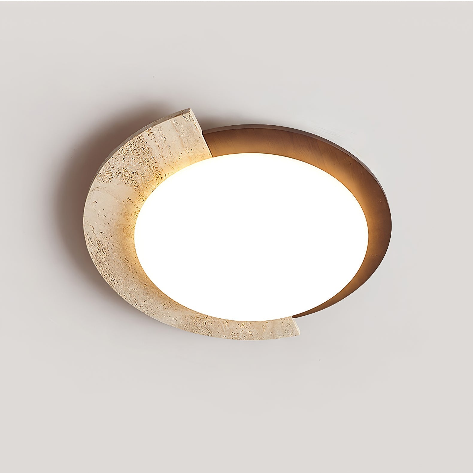 Noraaine Arc-Rim Travertine Ceiling Light