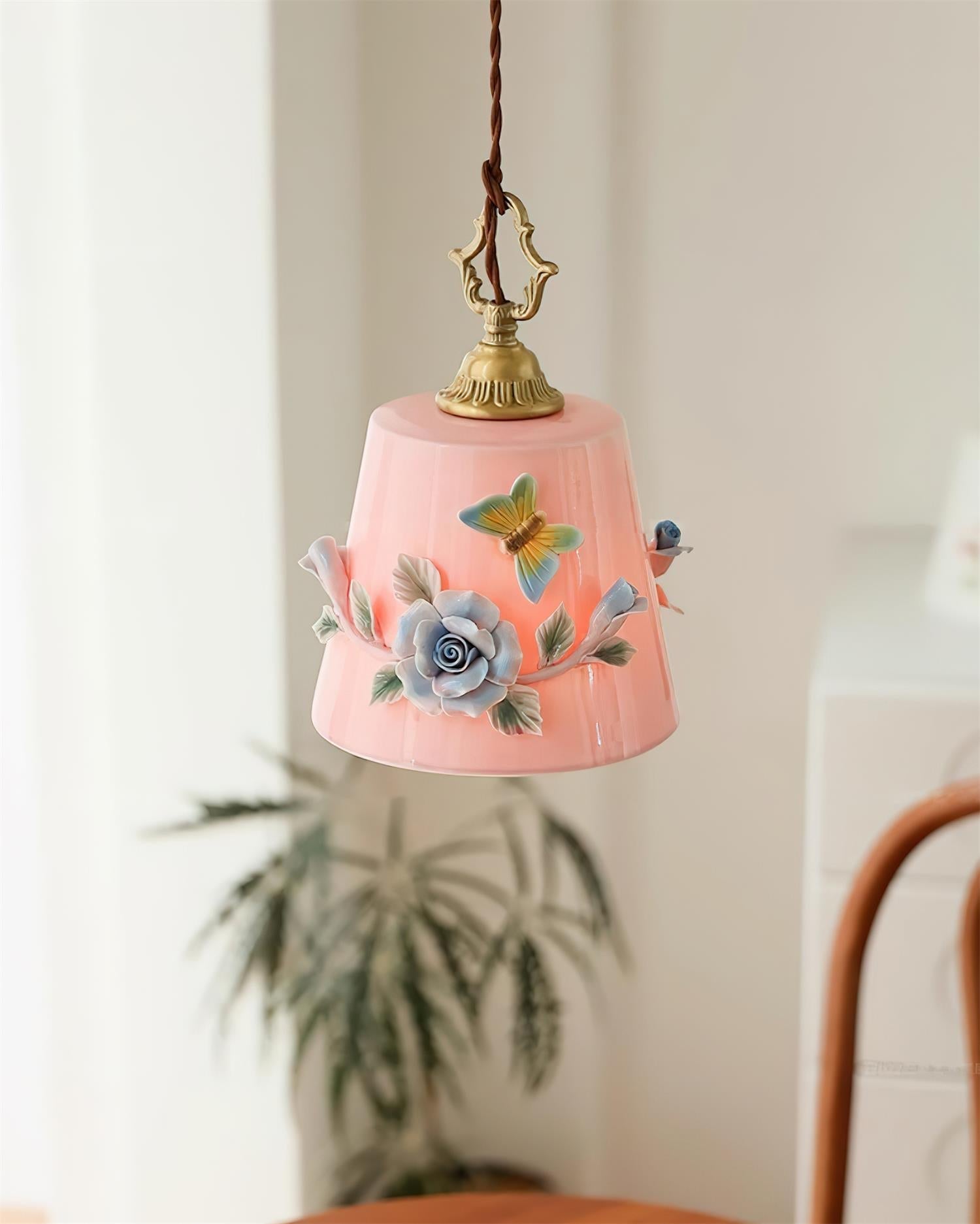 Eden Pendant Lamp Floral Butterfly Delight - Neutral Decor