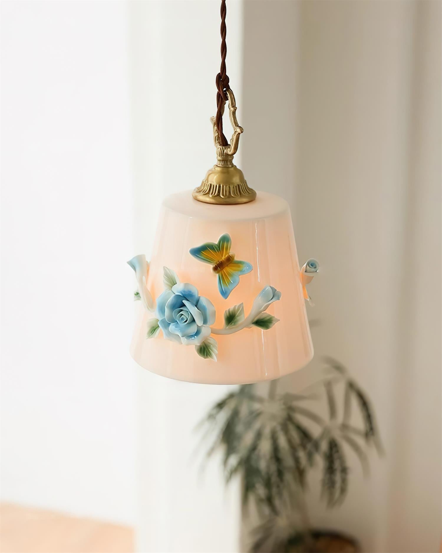 Eden Pendant Lamp Floral Butterfly Delight - Neutral Decor