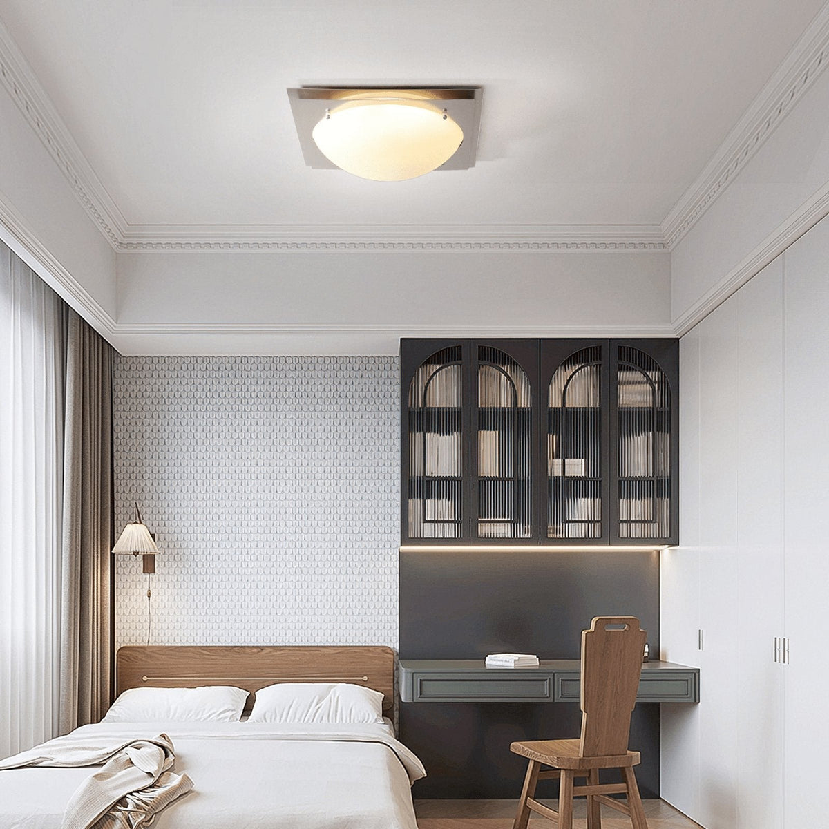 Vane Glass & steel Ceiling Lamp