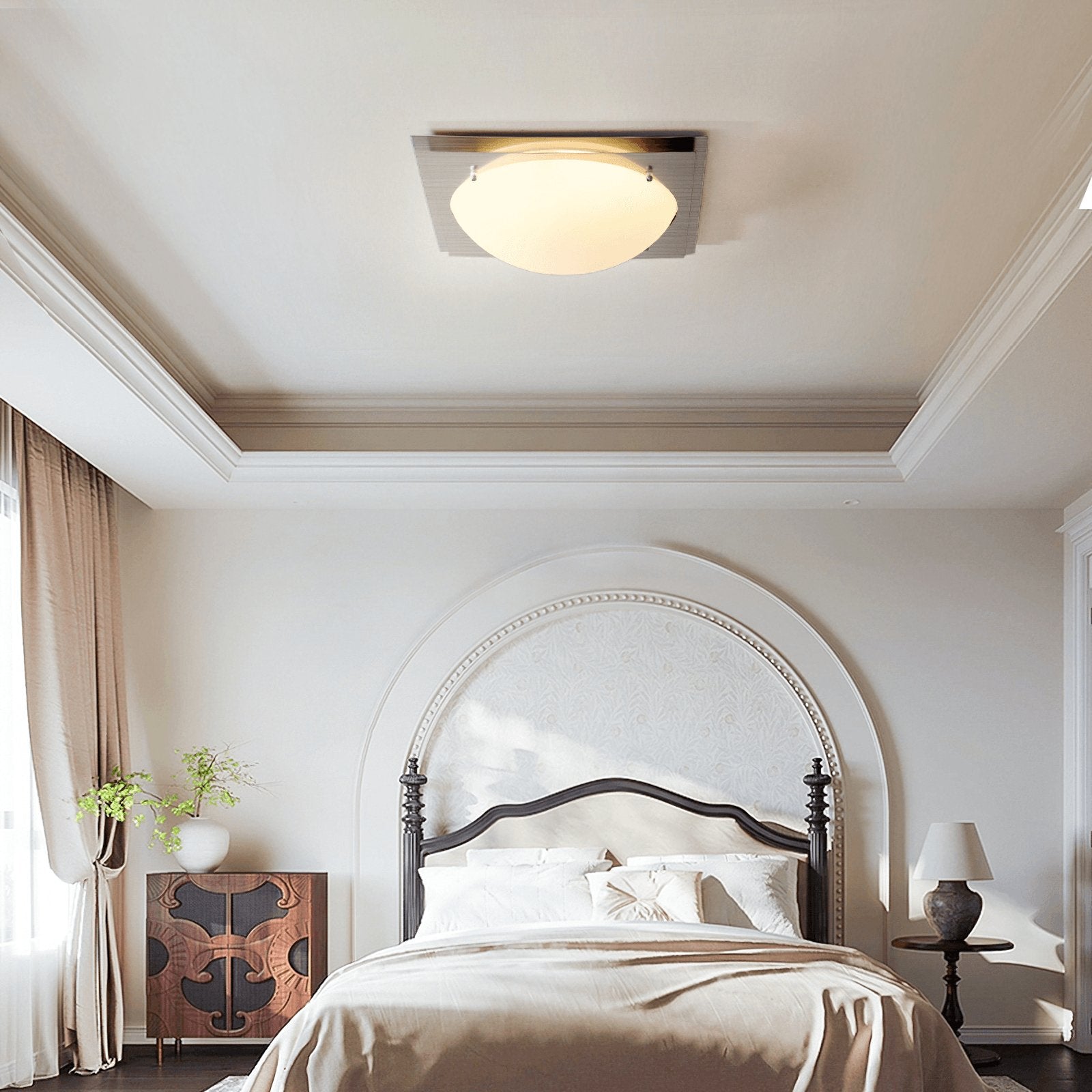 Vane Glass & steel Ceiling Lamp