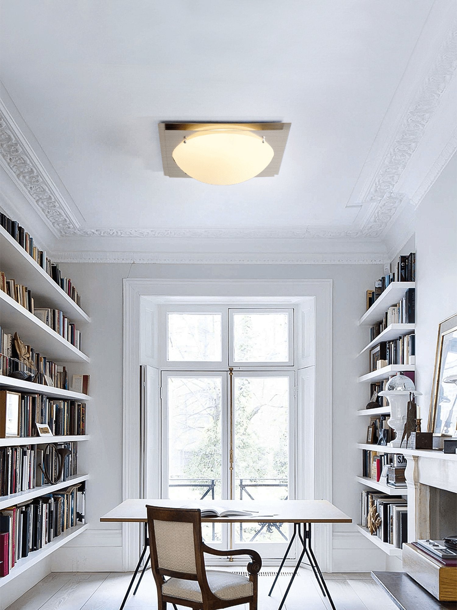 Vane Glass & steel Ceiling Lamp