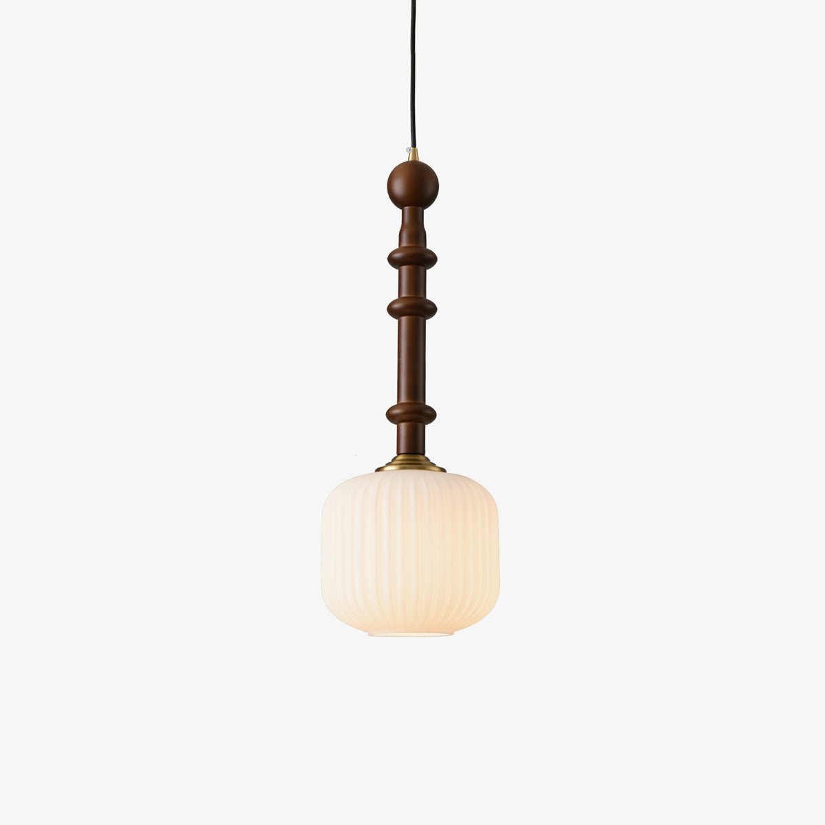 Iliror Traditional Art Wood Glass Pendant Light