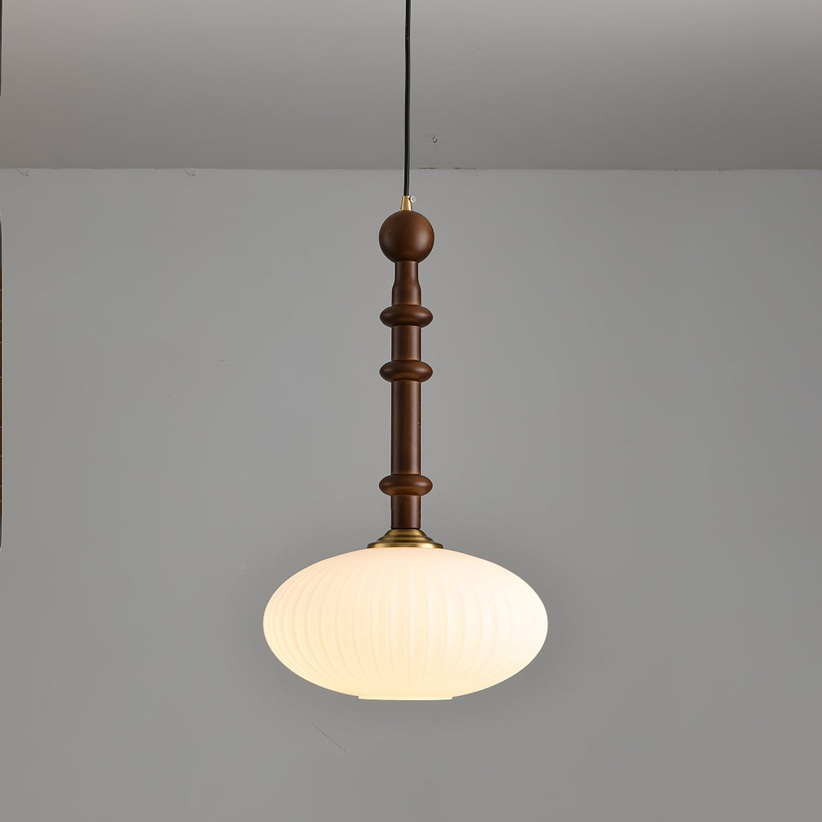 Iliror Traditional Art Wood Glass Pendant Light