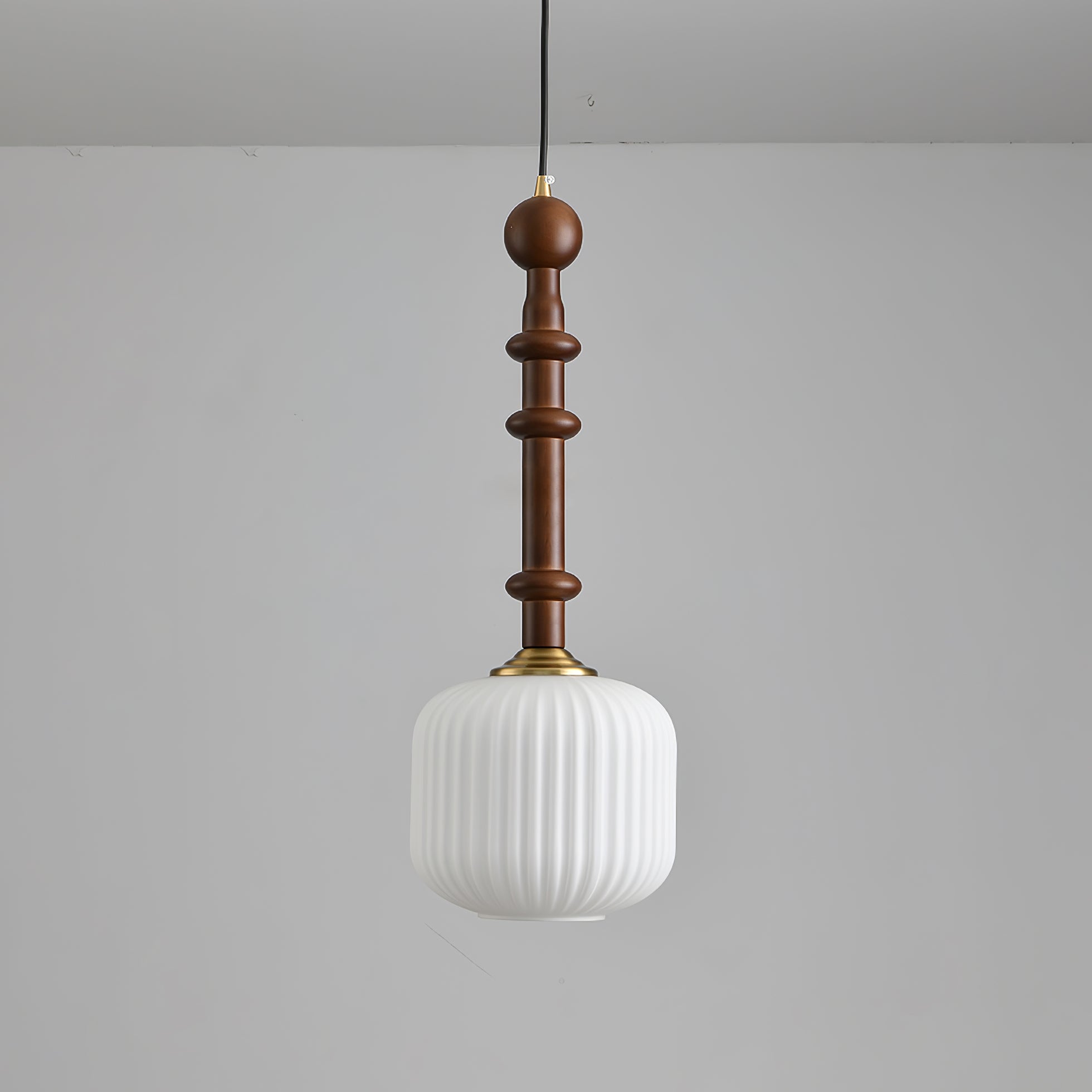Iliror Traditional Art Wood Glass Pendant Light