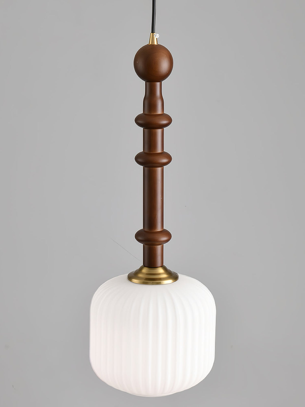 Iliror Traditional Art Wood Glass Pendant Light