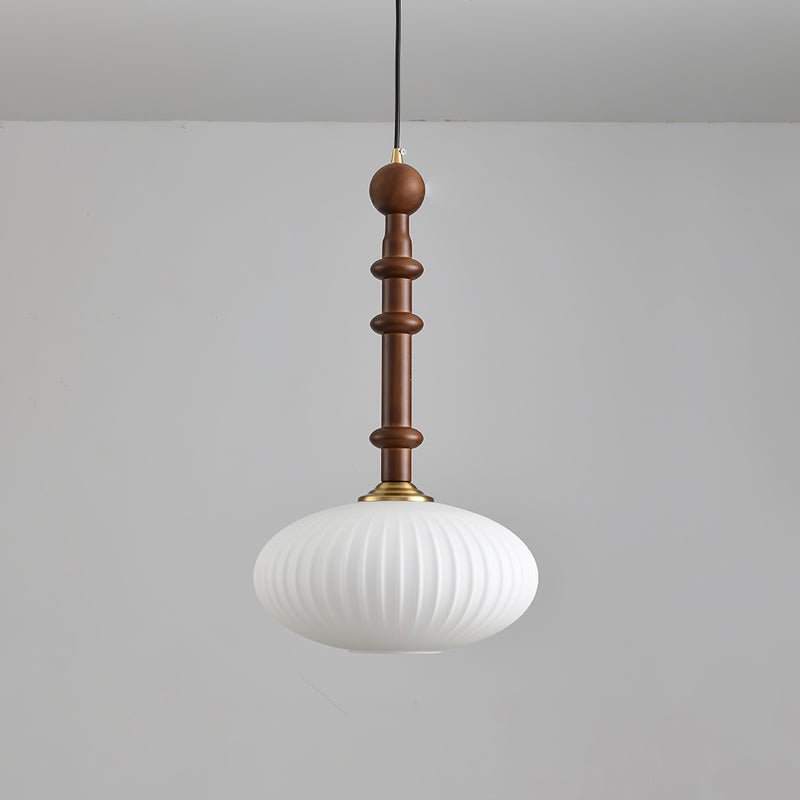 Iliror Traditional Art Wood Glass Pendant Light