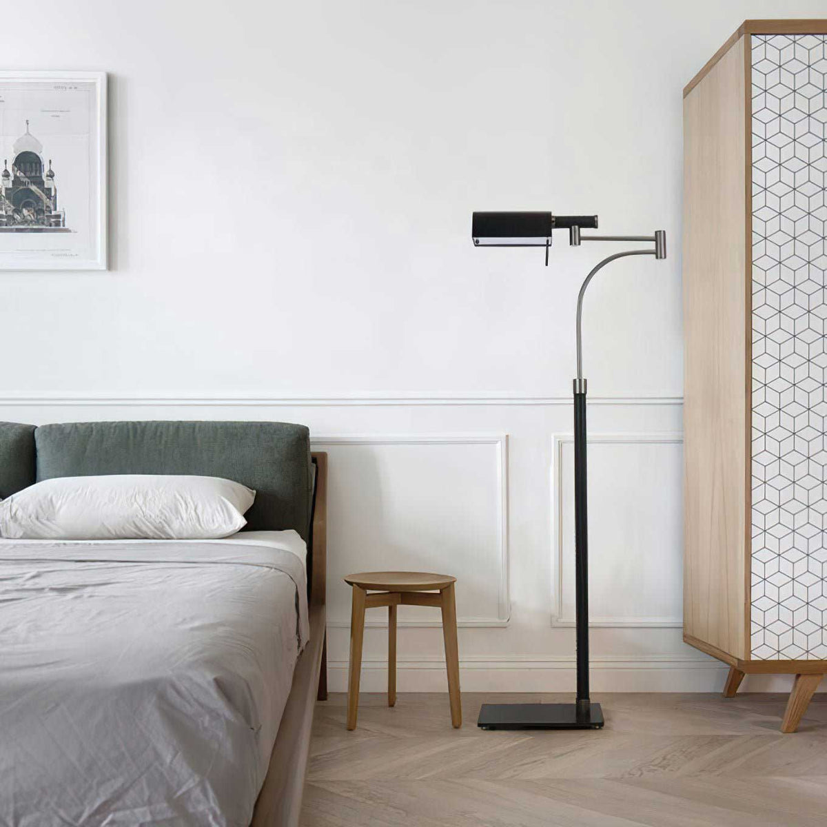 Bane Black Leather Floor Lamp