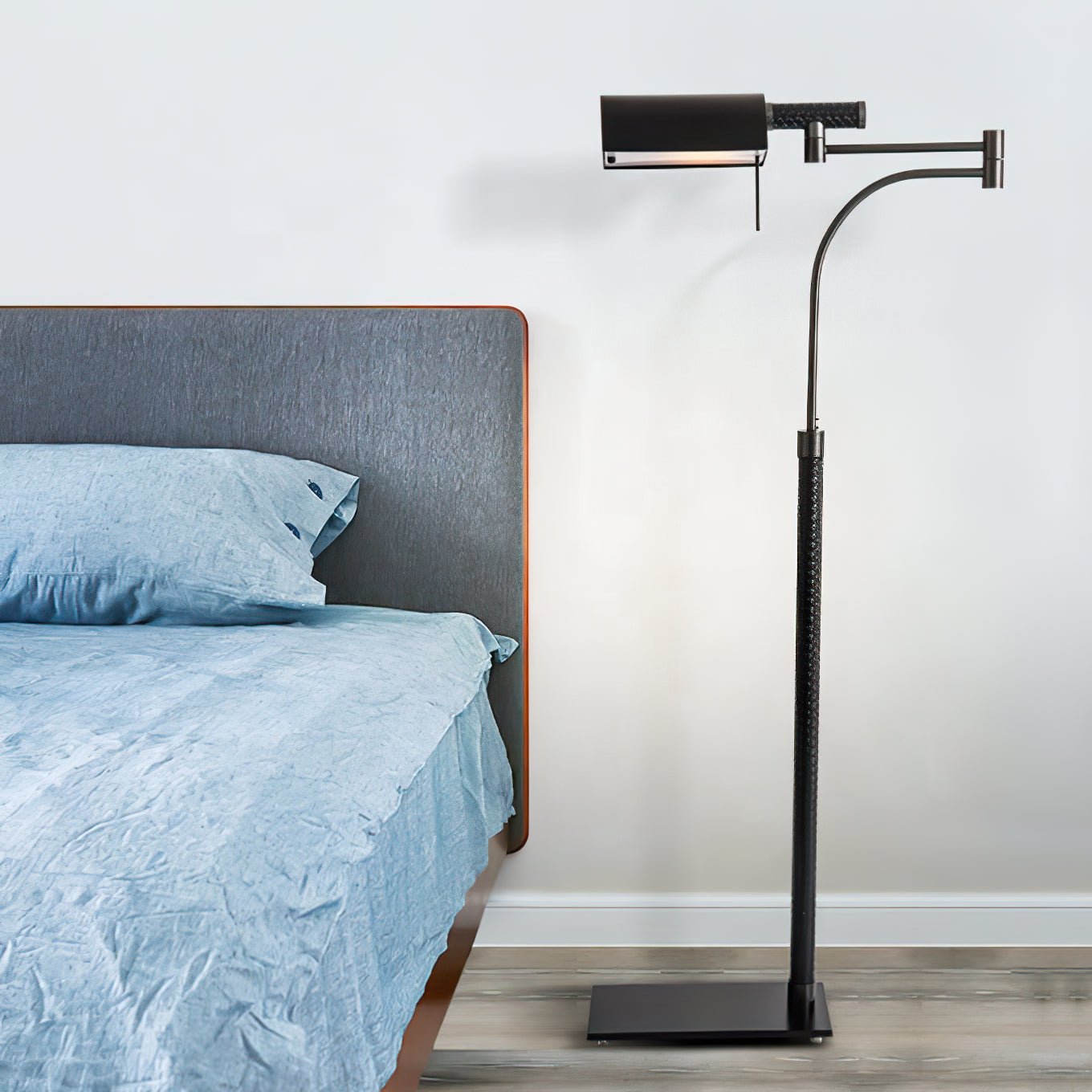 Bane Black Leather Floor Lamp