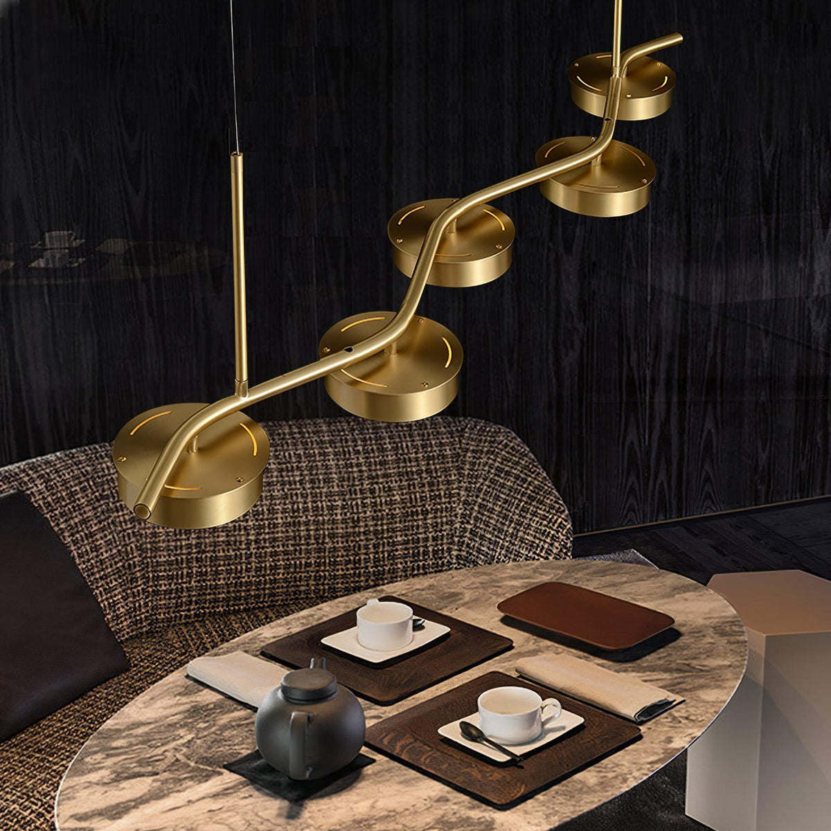 Aureus Sleek Brass Chandelier