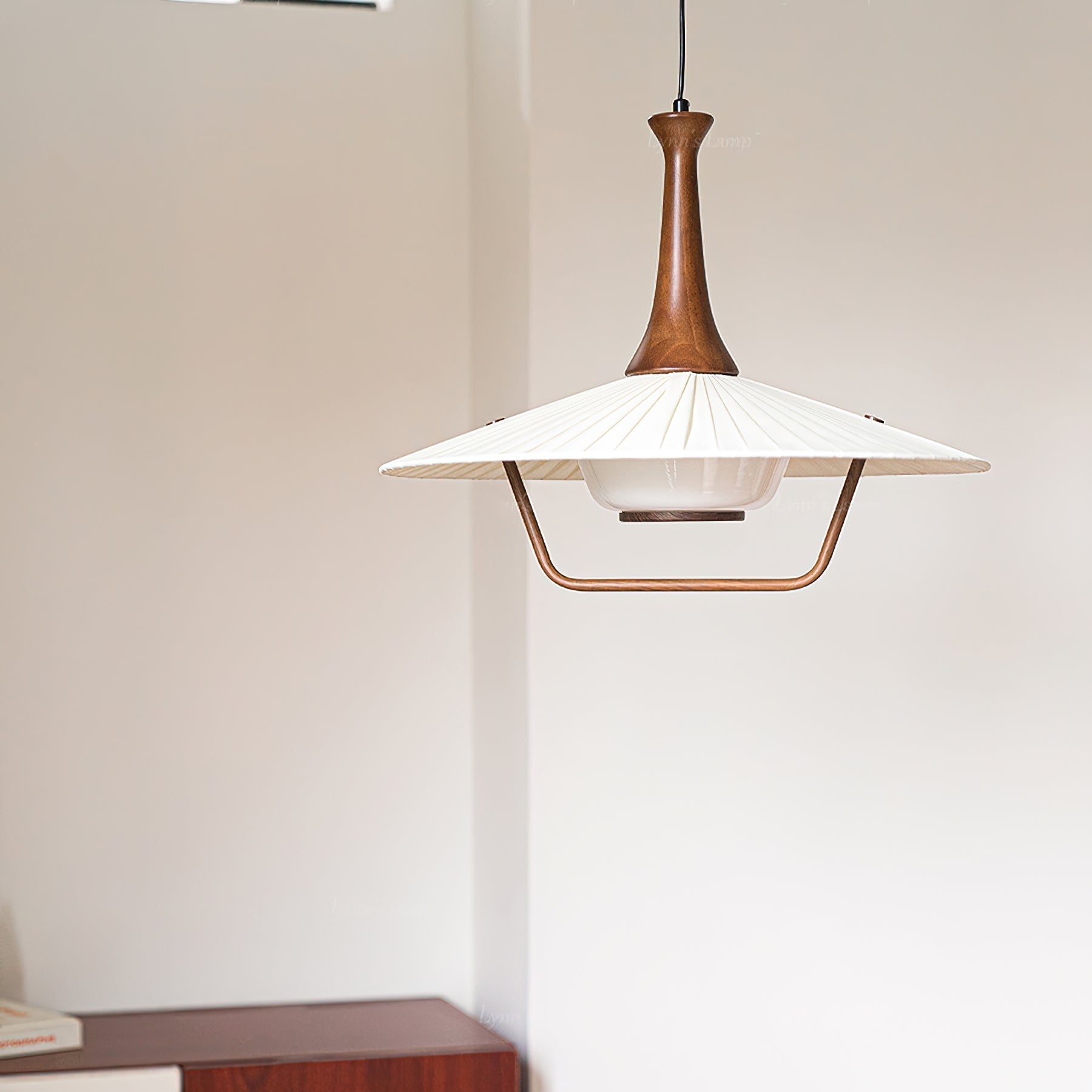 Mydorisra Traditional Classic Fabric Wood Pendant Lamp
