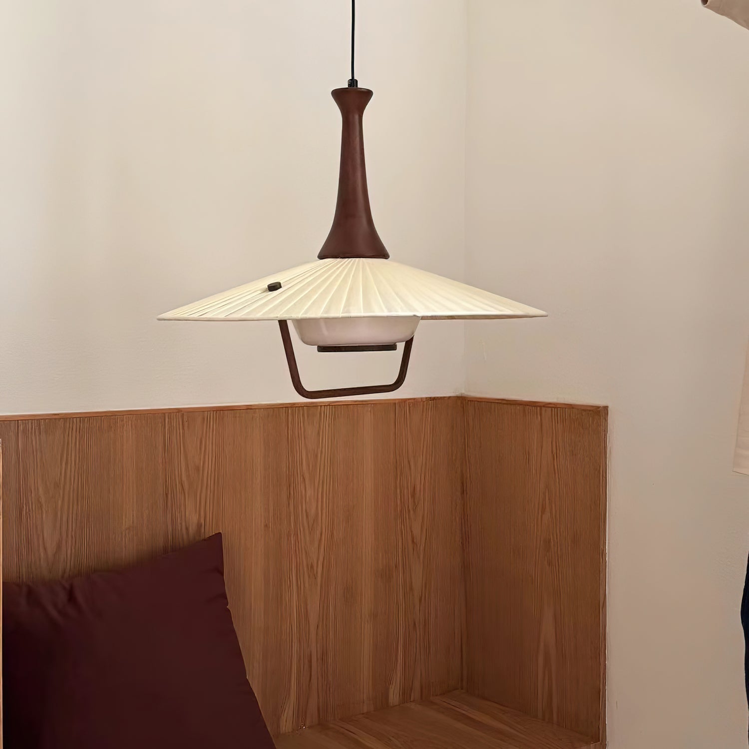 Mydorisra Traditional Classic Fabric Wood Pendant Lamp