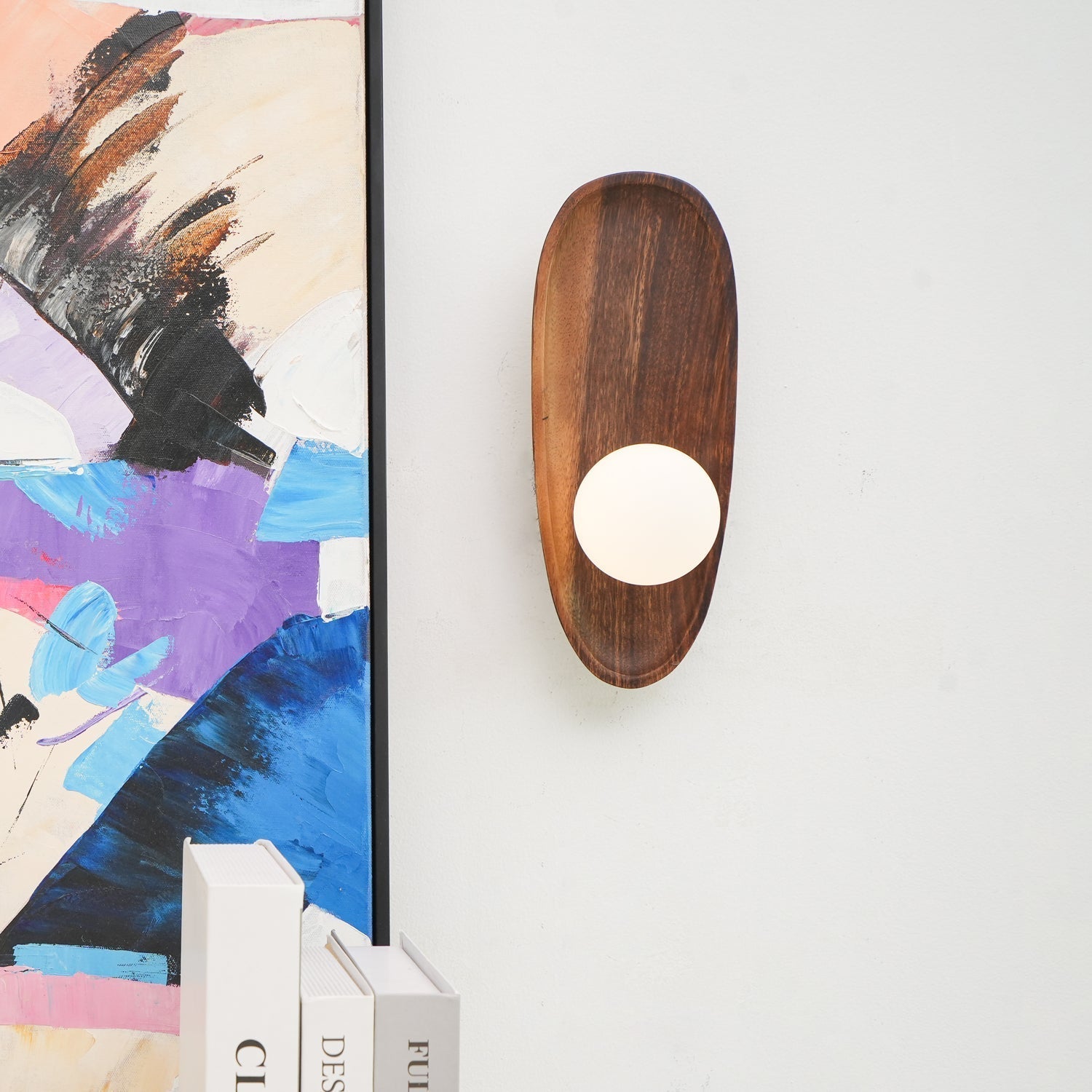 Keith Modern Minimalist Wood Glass Wall Lamp - Neutral Decor