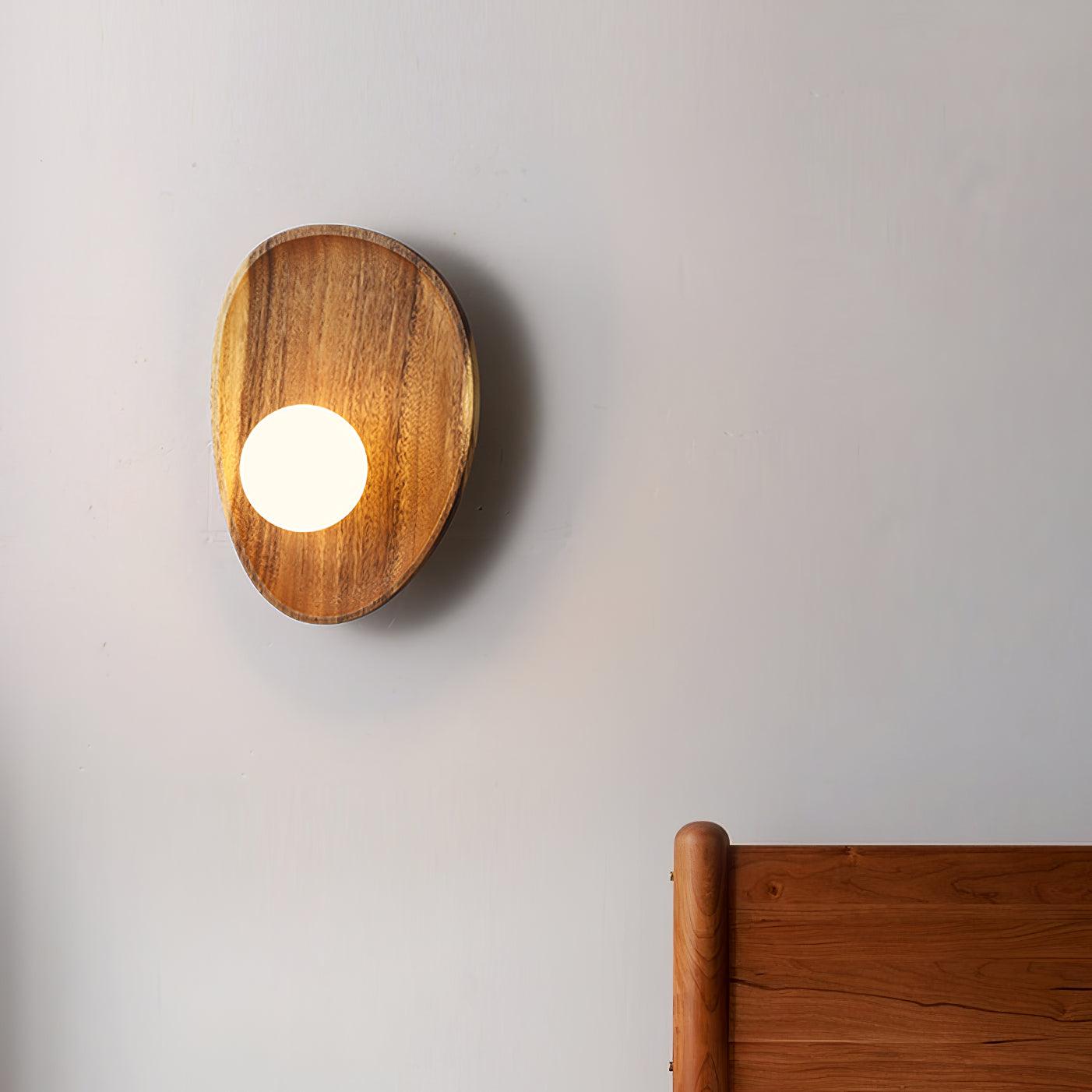Keith Modern Minimalist Wood Glass Wall Lamp - Neutral Decor