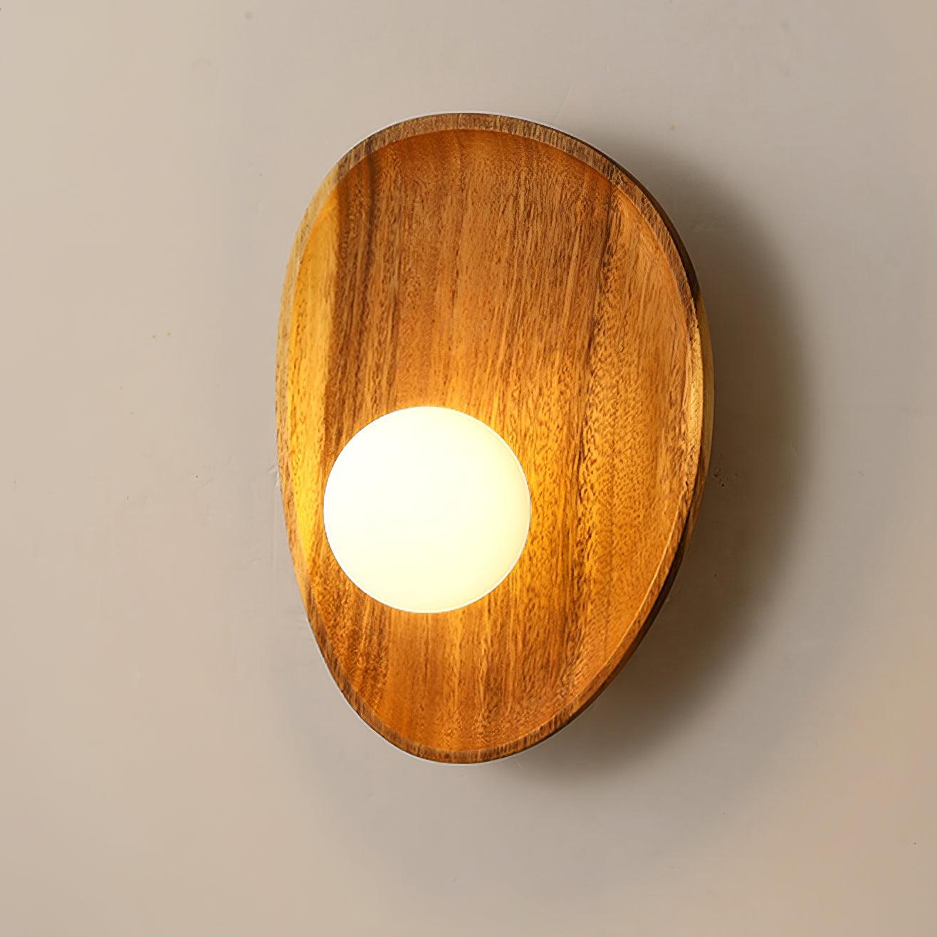 Keith Modern Minimalist Wood Glass Wall Lamp - Neutral Decor