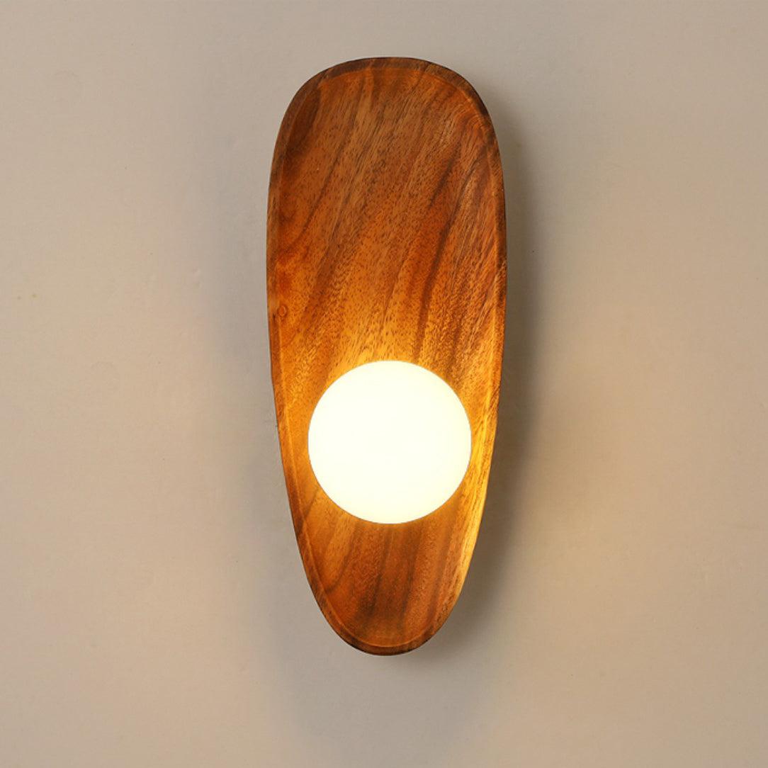 Keith Modern Minimalist Wood Glass Wall Lamp - Neutral Decor