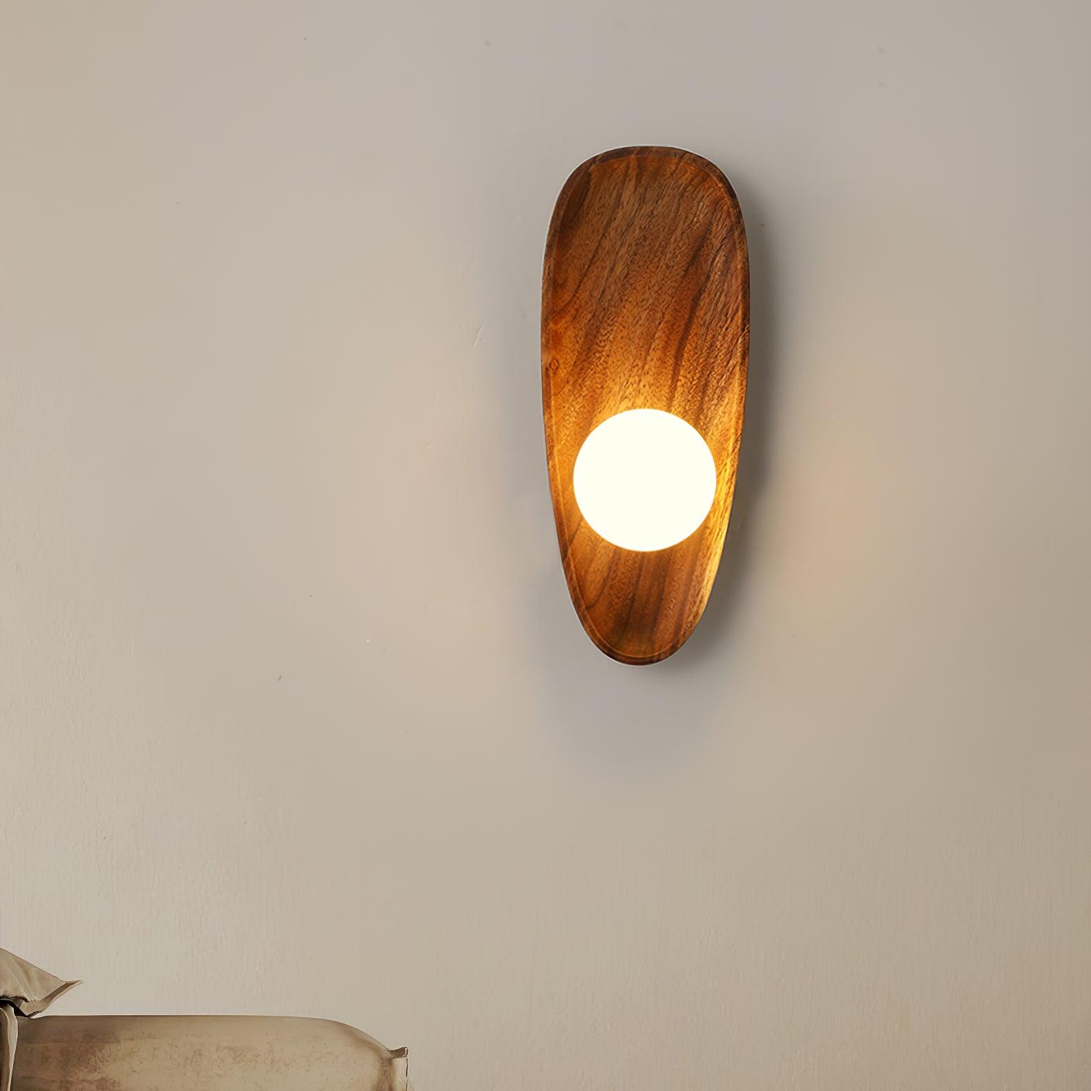 Keith Modern Minimalist Wood Glass Wall Lamp - Neutral Decor