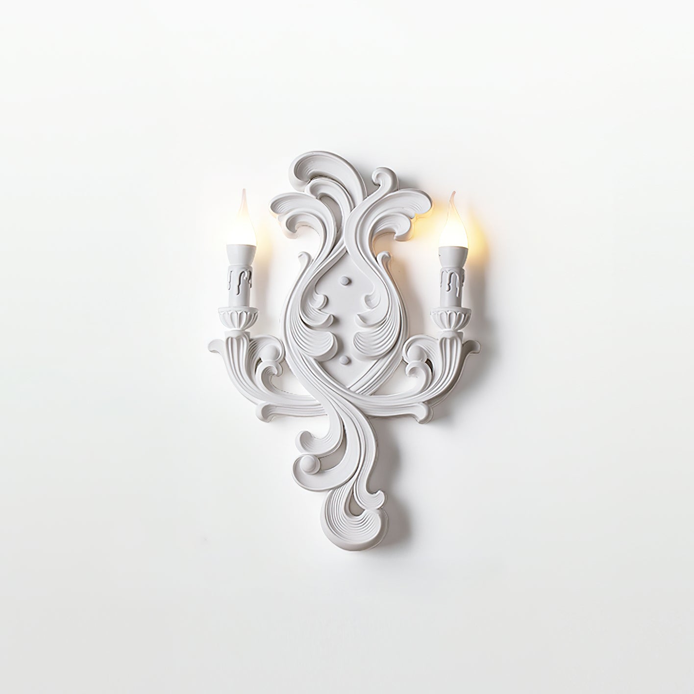 Wall Lamp Sculptural Plaster Candle Arms Uplighting Elegant - Neutral Decor