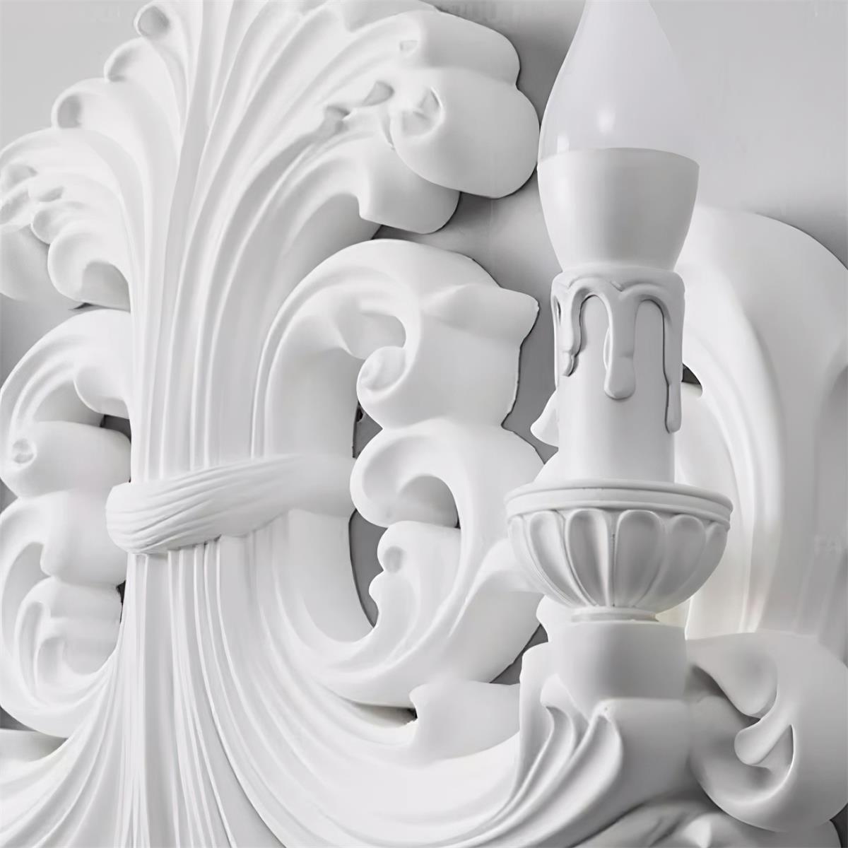 Wall Lamp Sculptural Plaster Candle Arms Uplighting Elegant - Neutral Decor